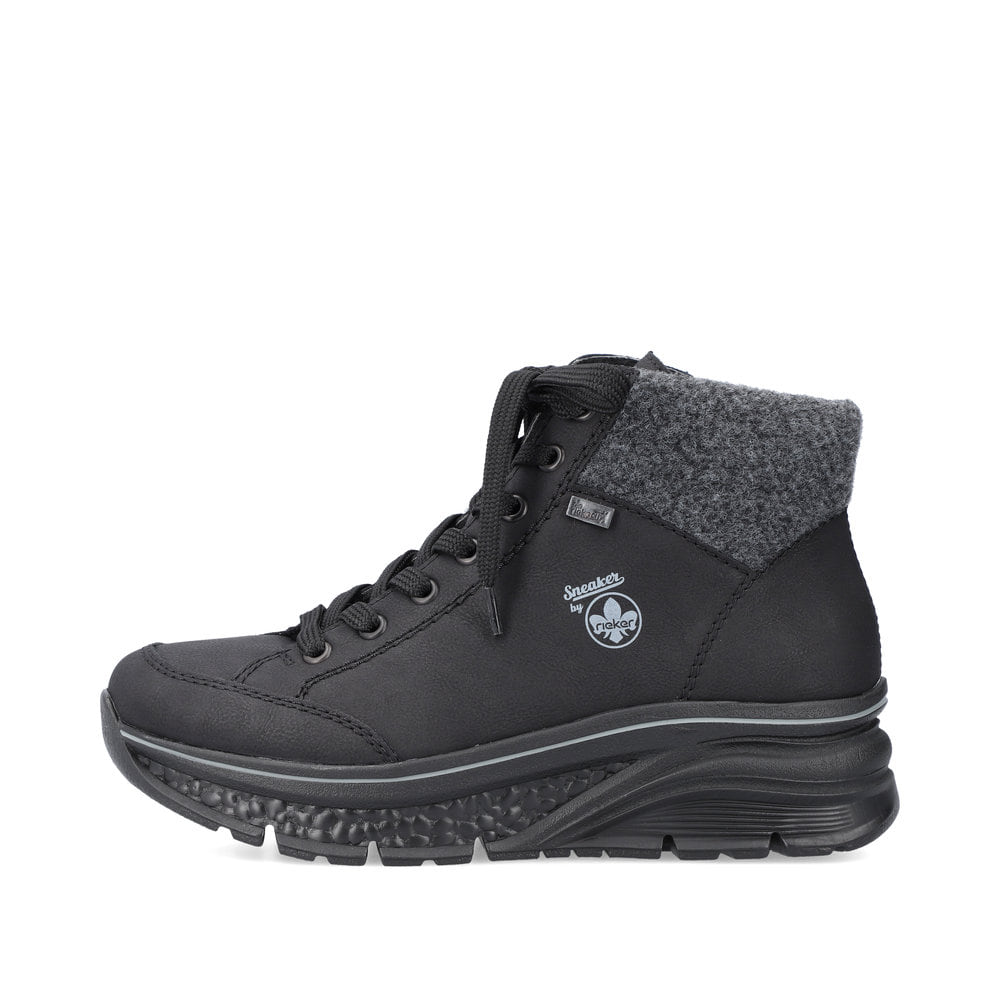 Rieker Damen Schnürstiefel tiefschwarz