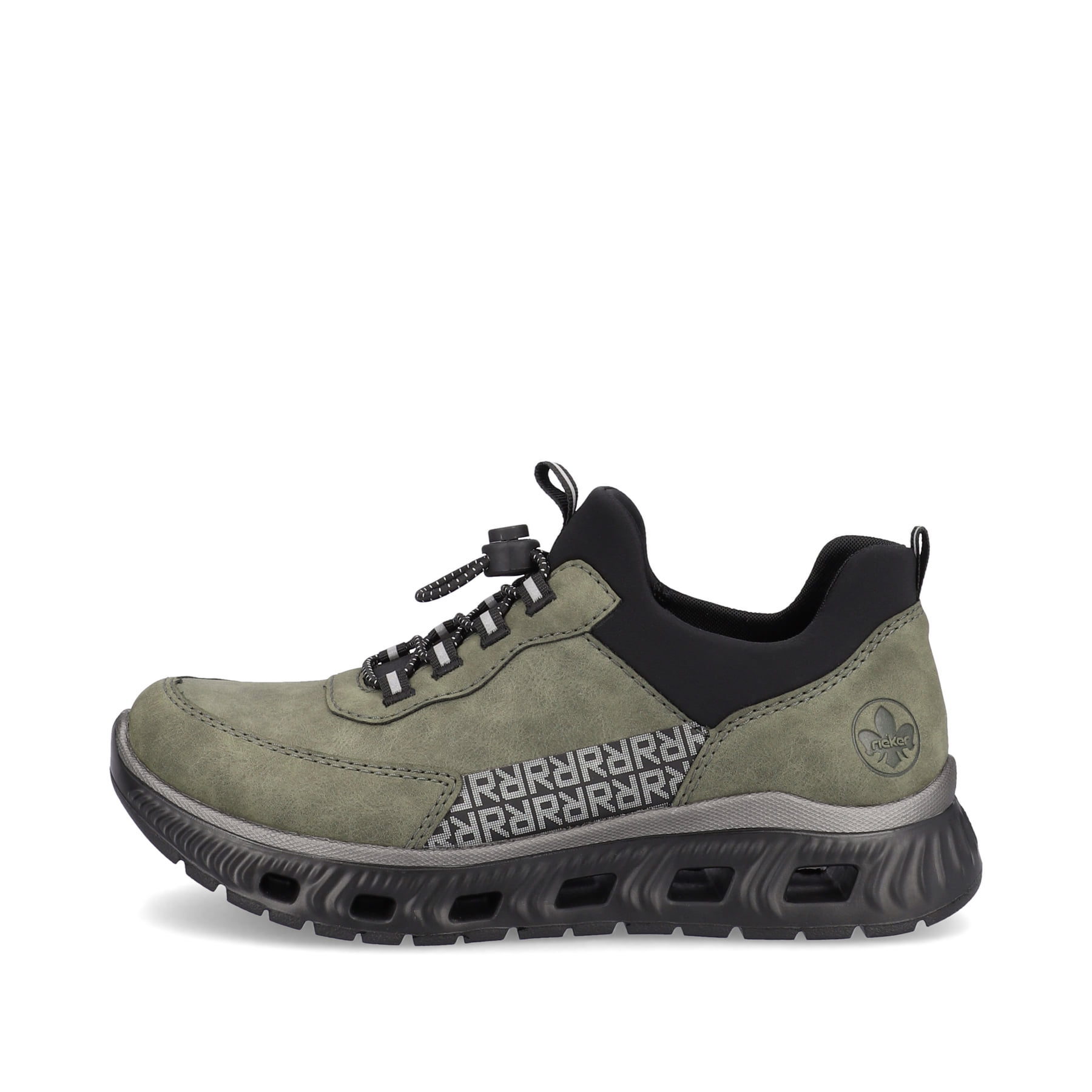Rieker Damen Slipper khaki-schwarz