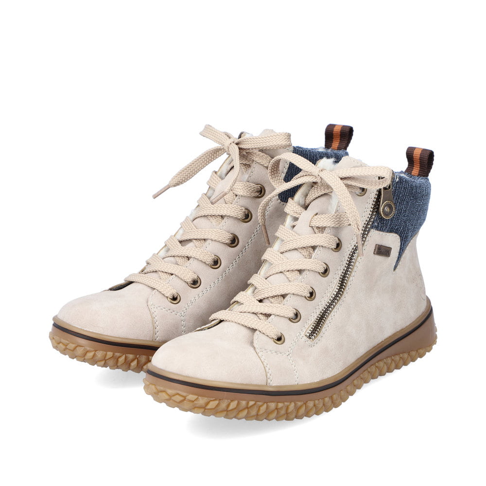 Rieker Damen Schnürstiefel hellbeige