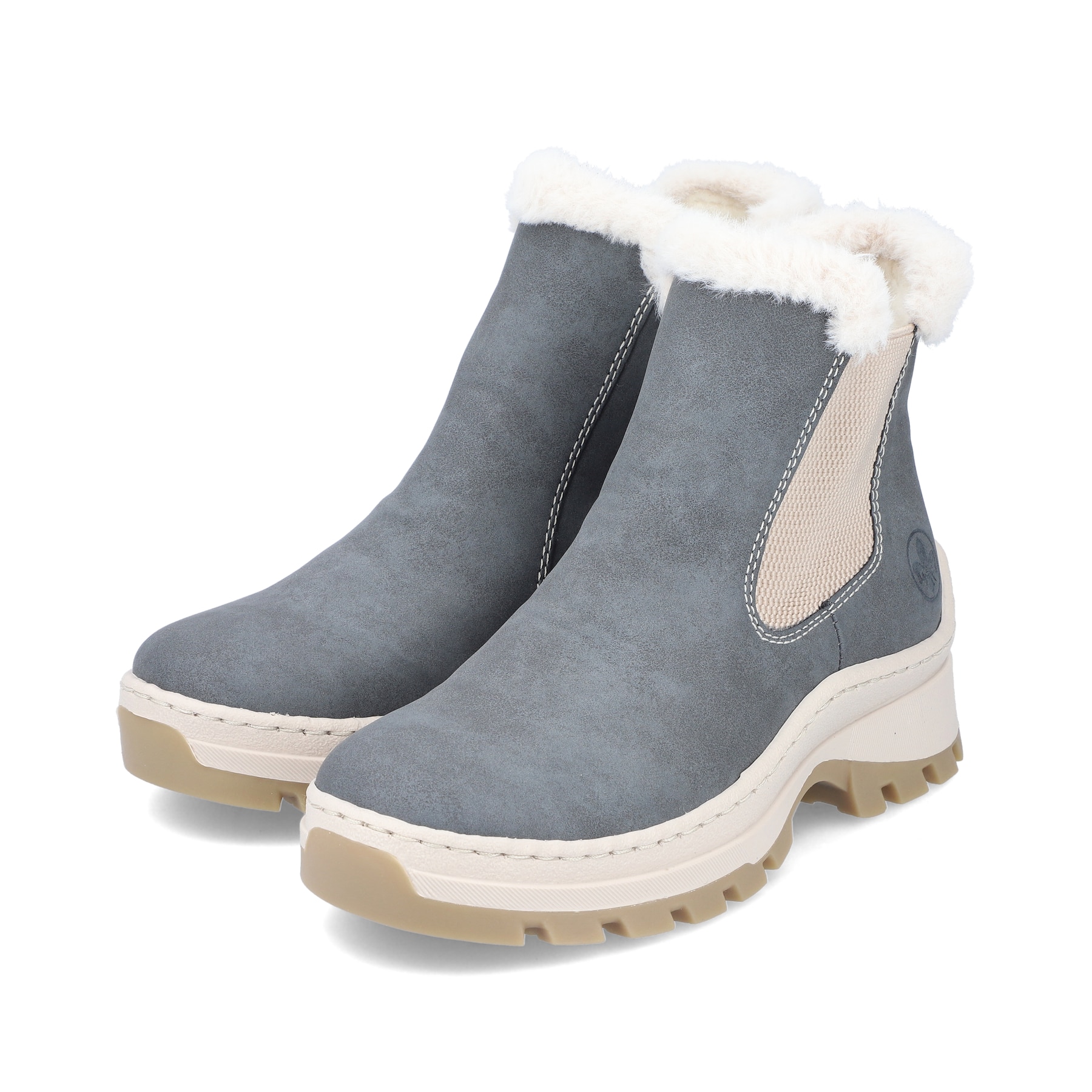 Rieker Damen Chelsea Boots graublau-beige