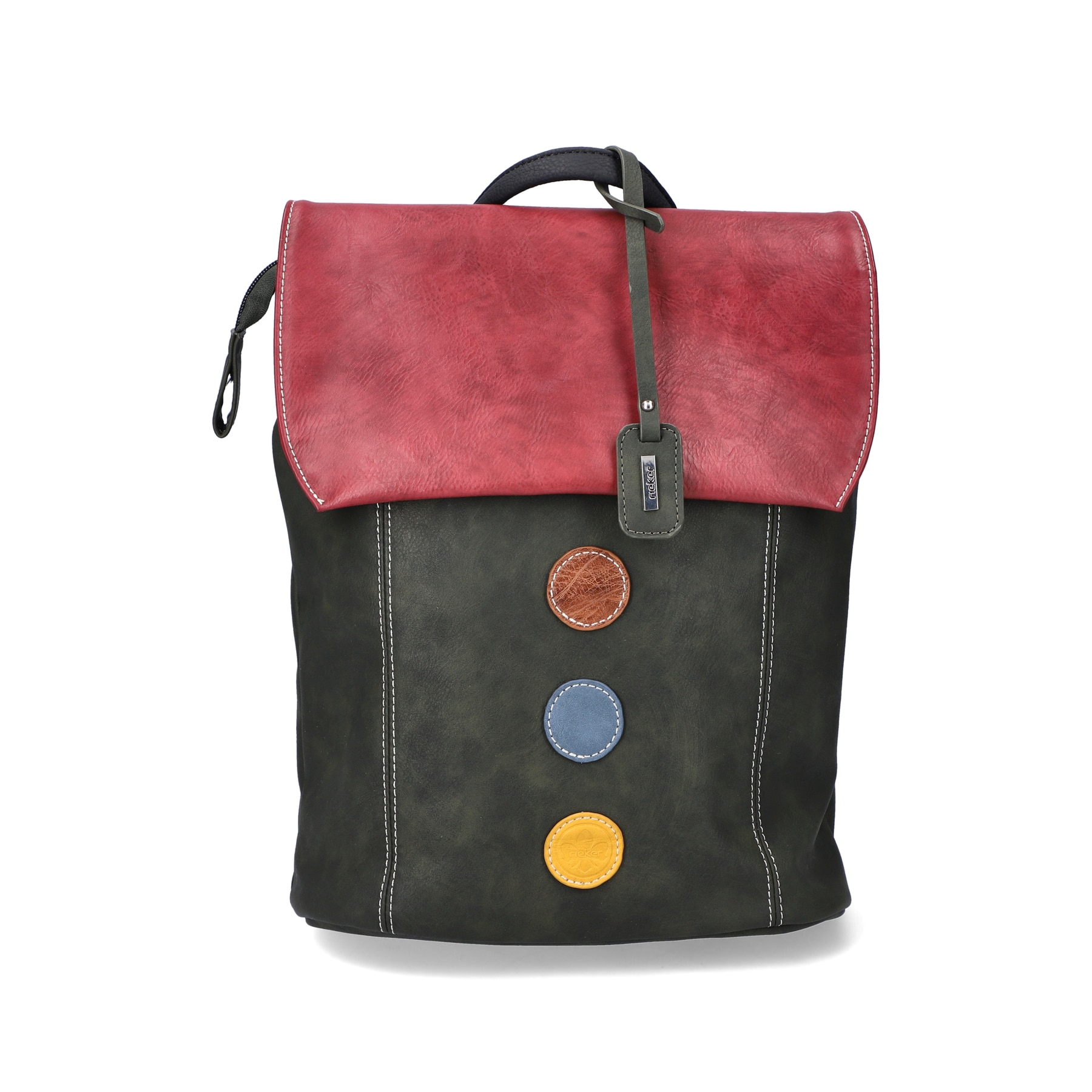 Rieker Damen Rucksack khaki-kirschrot