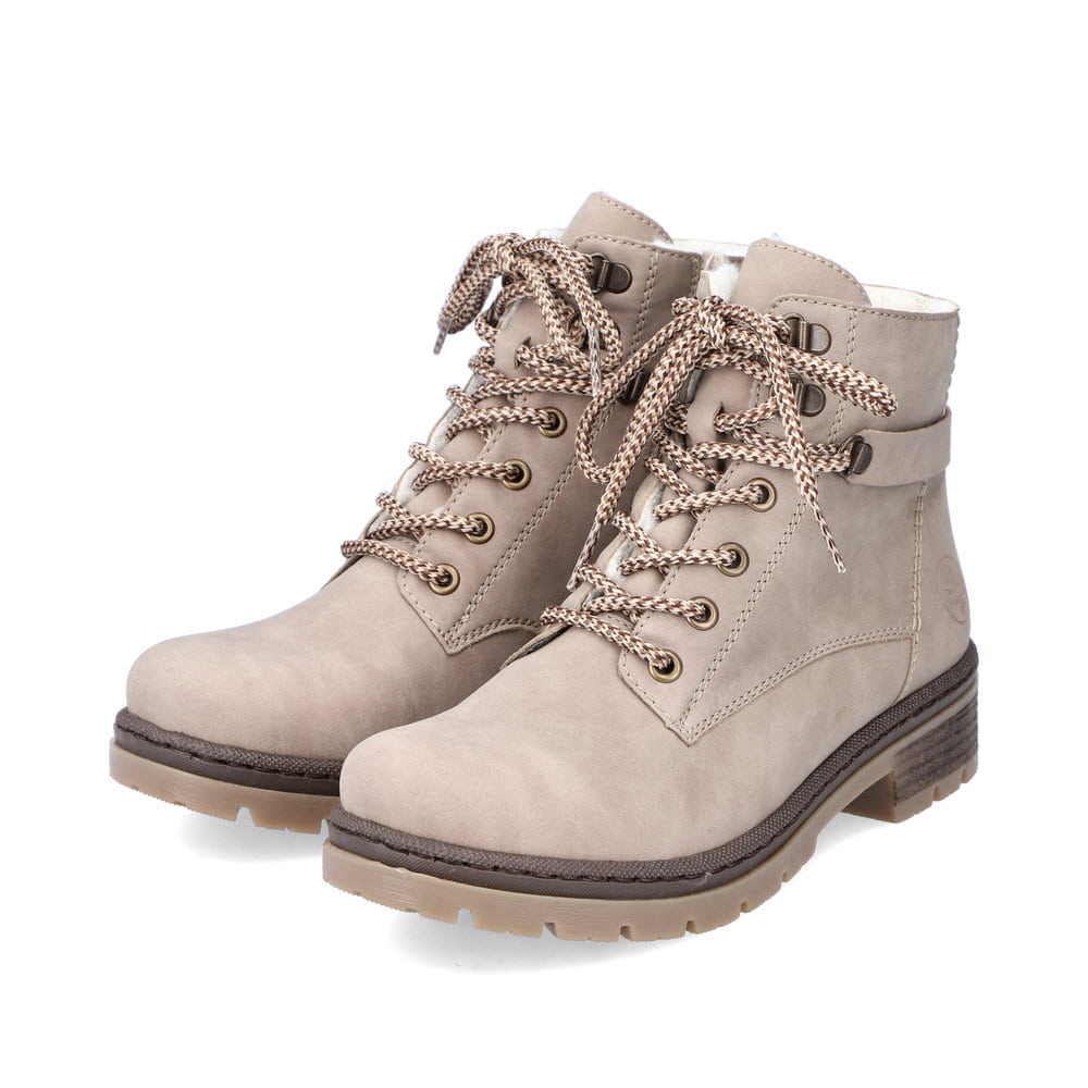 Rieker Damen Schnürstiefel hellbeige
