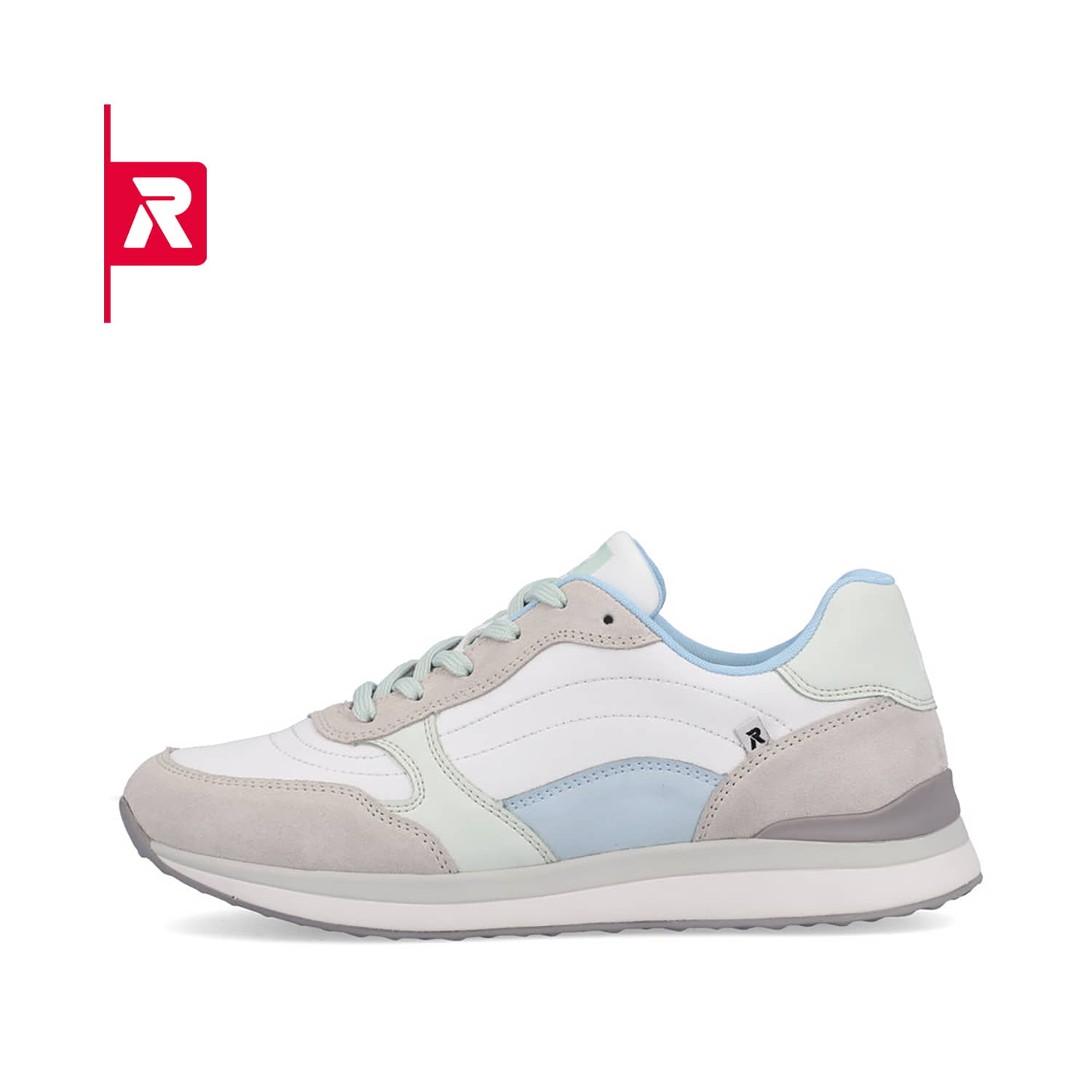 Rieker EVOLUTION Damen Sneaker swan-white clay-beige ice-blue
