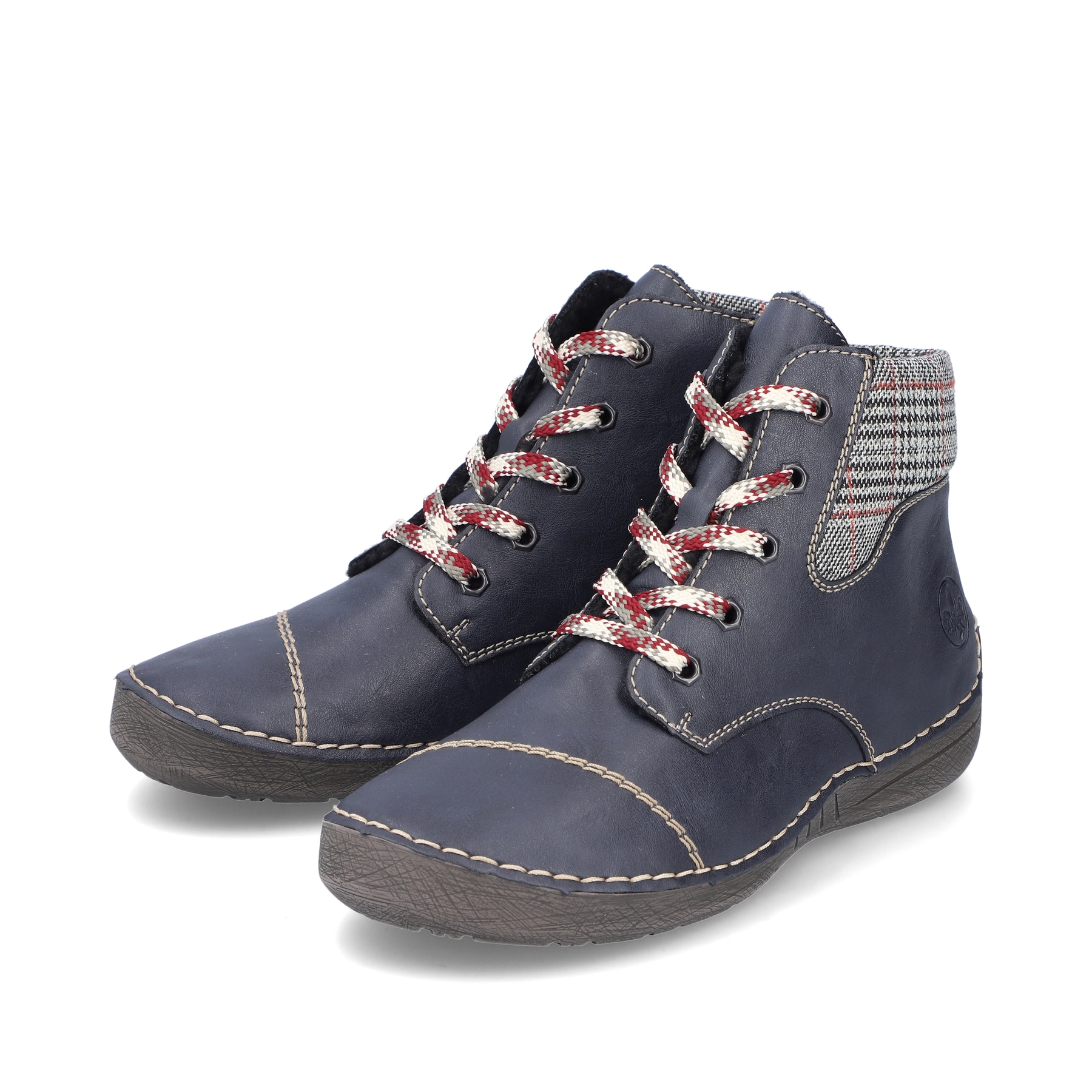 Rieker Damen Schnürstiefel stahlblau