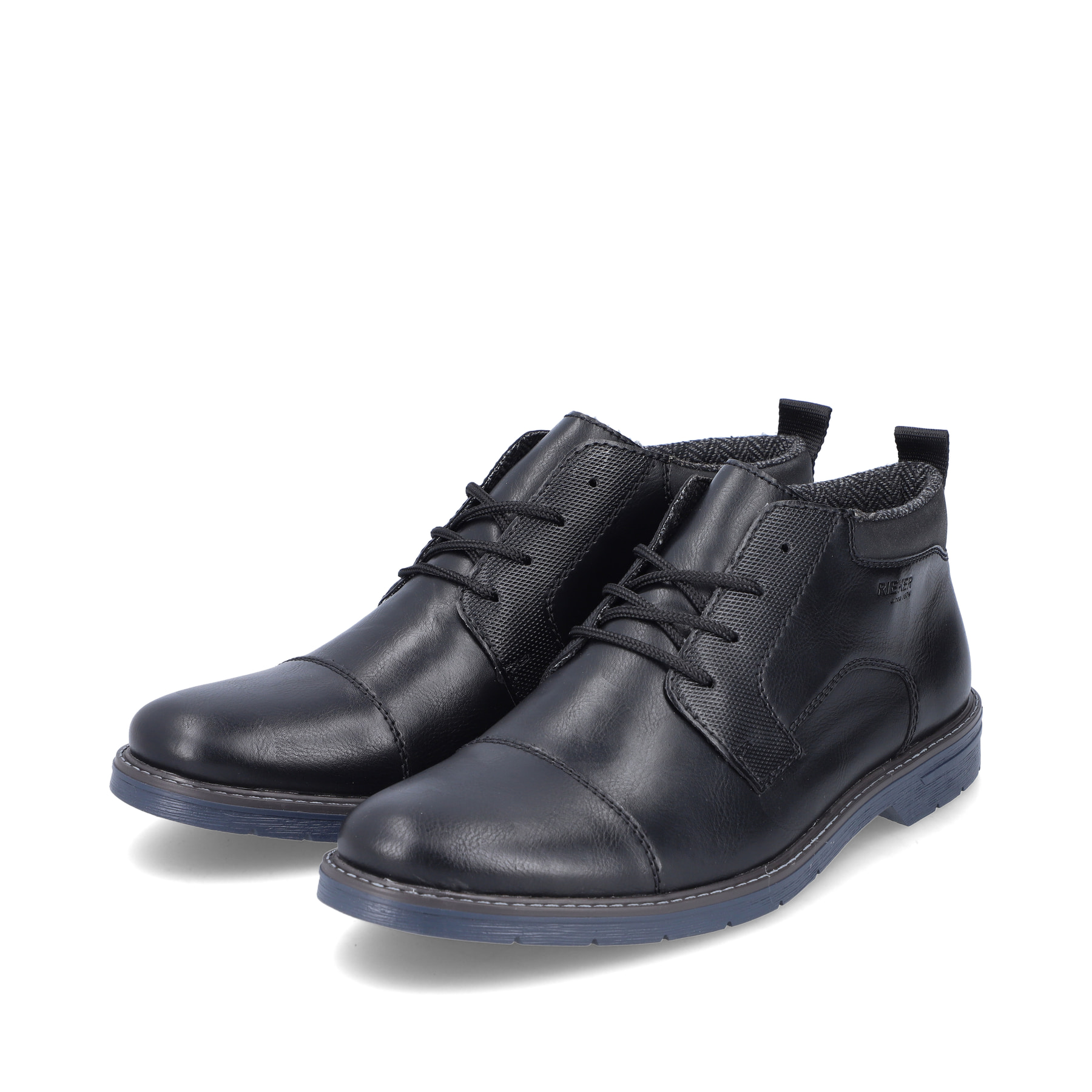 Rieker Herren Schnürstiefel glanzschwarz