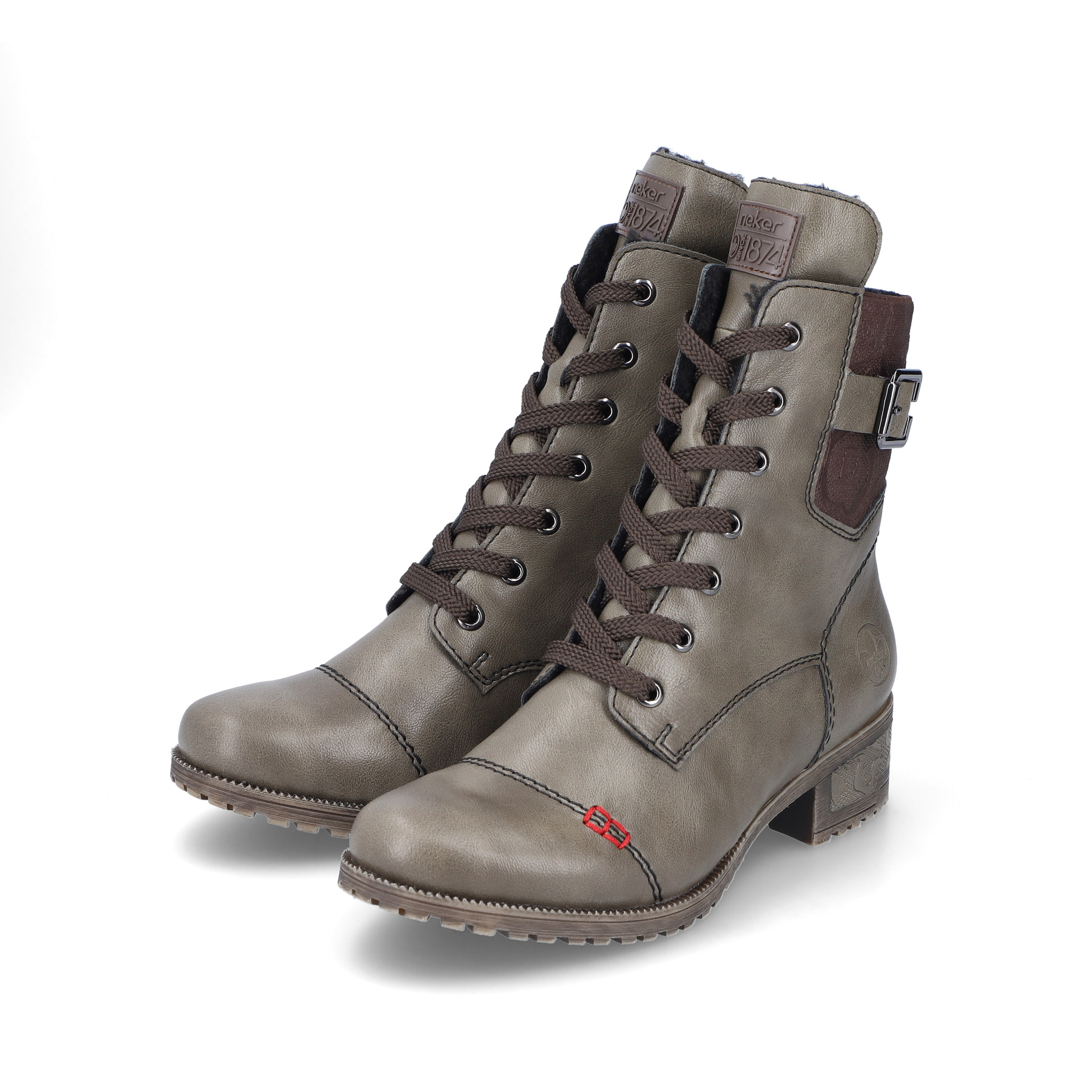Rieker Damen Schnürstiefel armeegrün