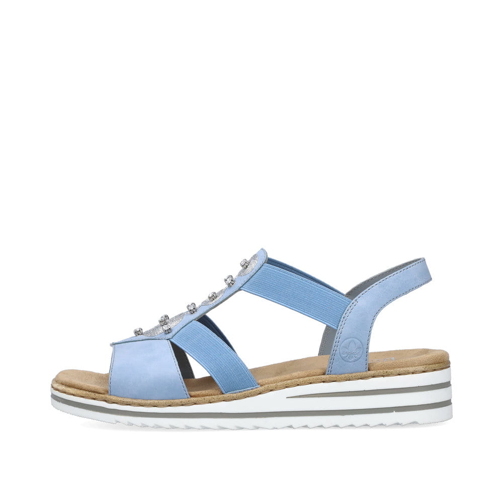 Rieker Damen Keilsandaletten himmelblau-hellbeige