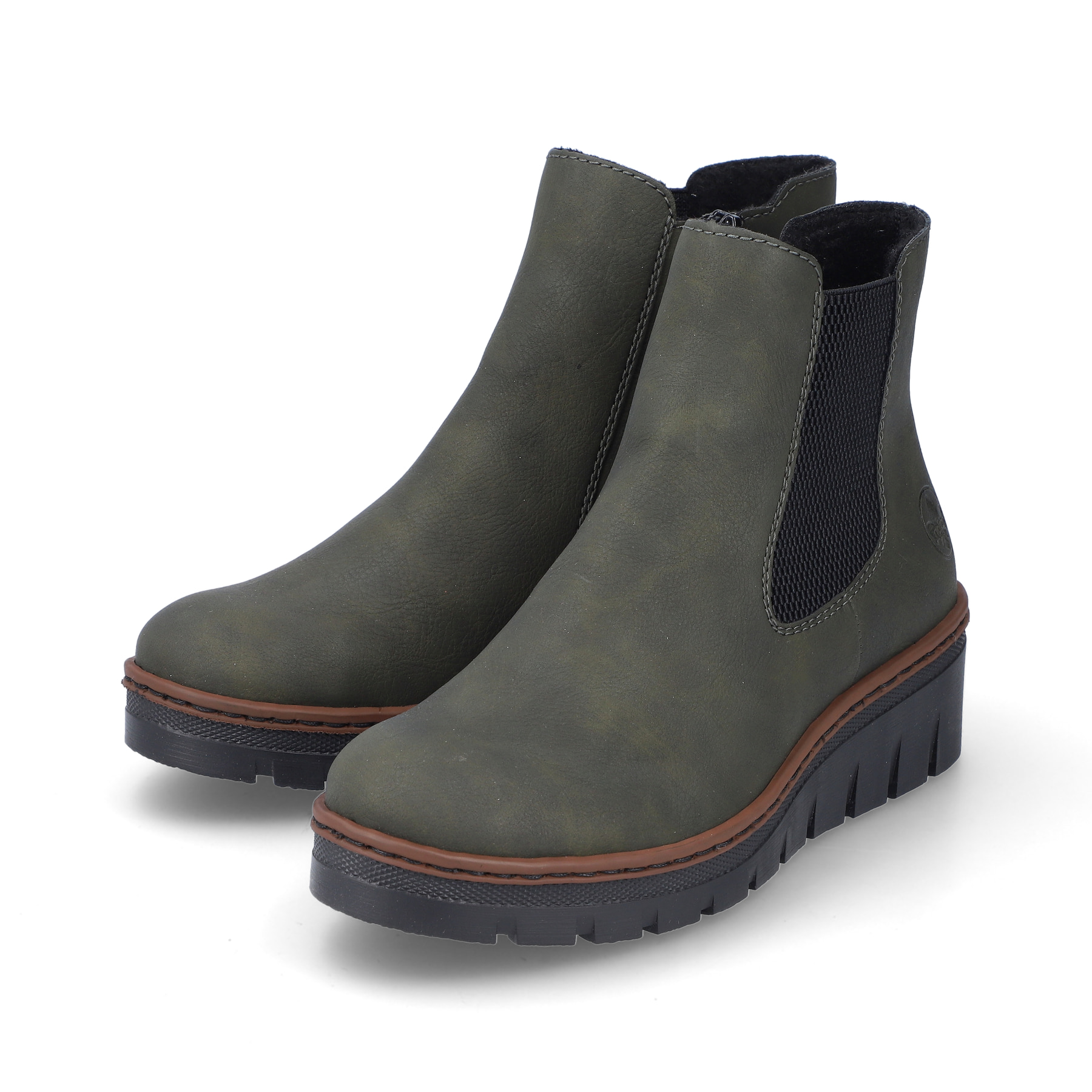 Rieker Damen Chelsea Boots graugrün-schwarz