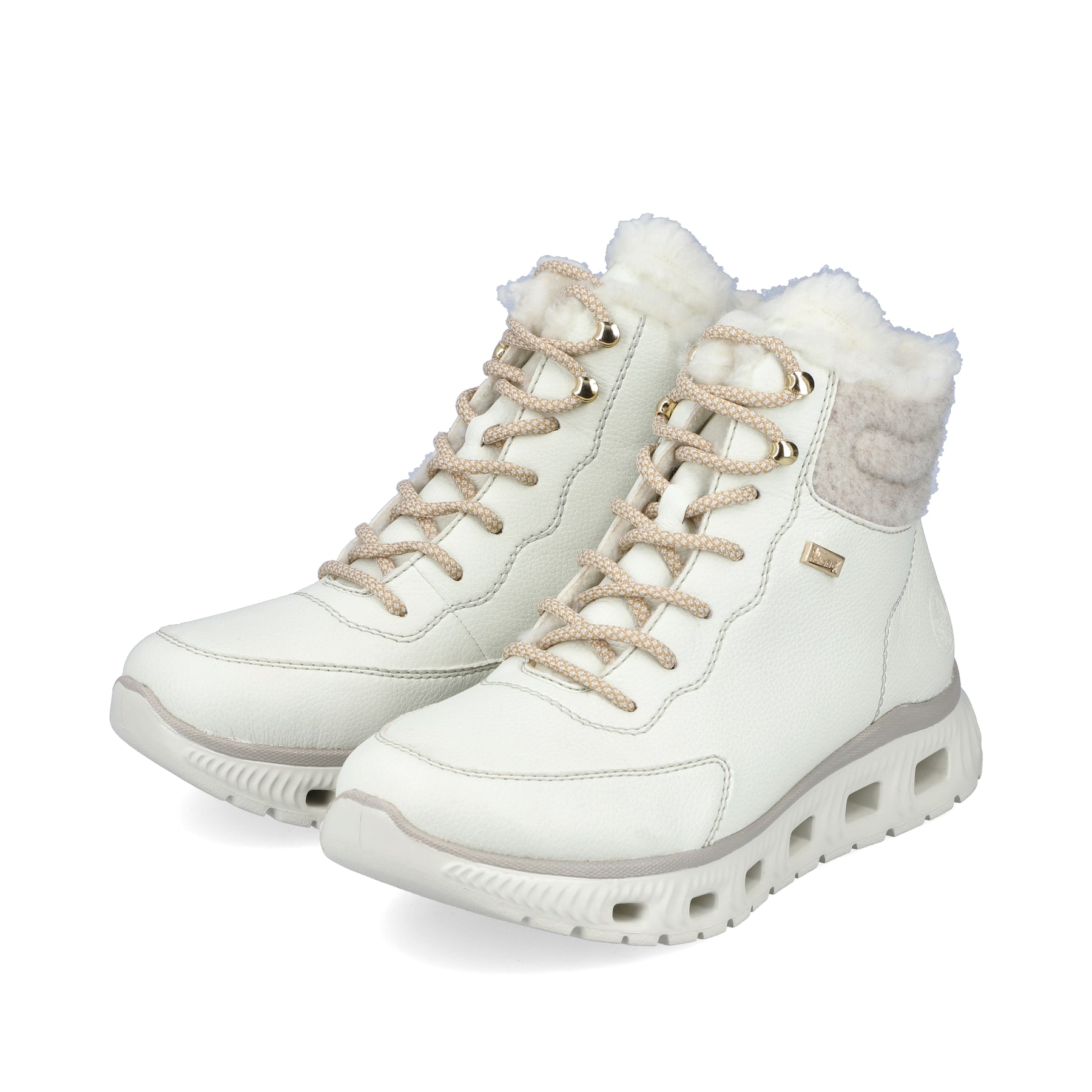 Rieker Damen Schnürstiefel schwanenweiß