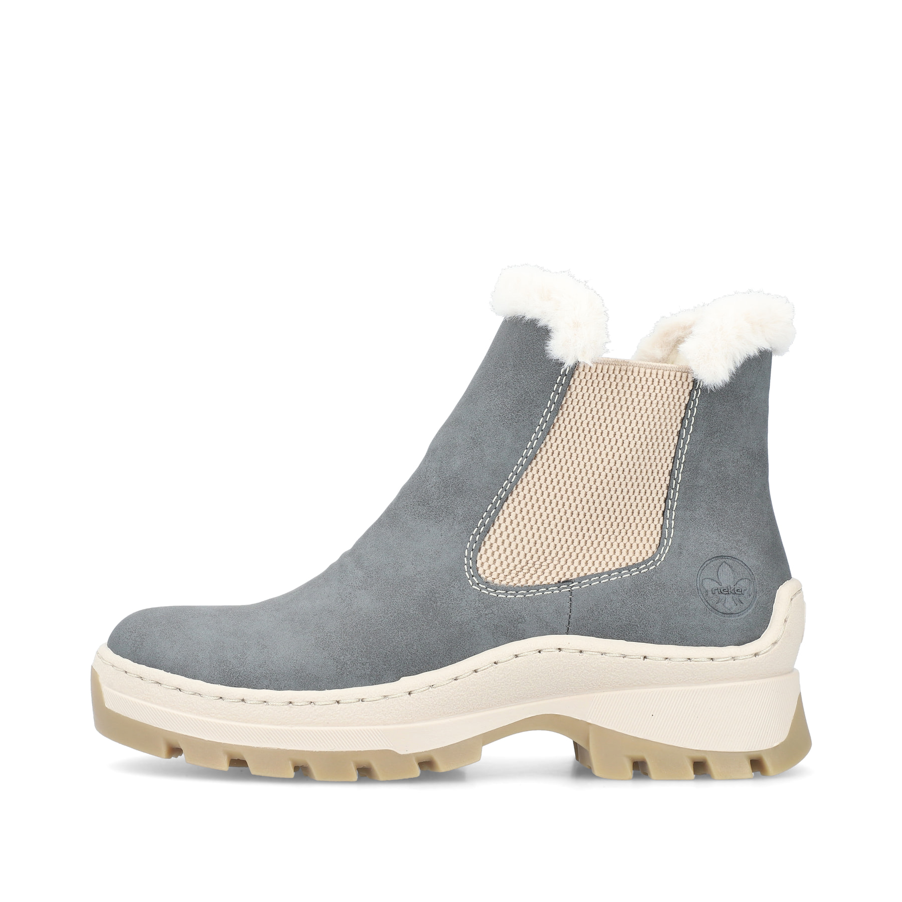 Rieker Damen Chelsea Boots graublau-beige