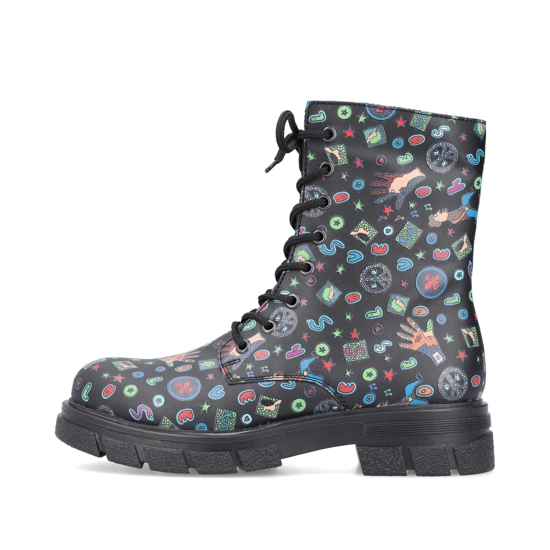 Rieker Damen Biker Boots multi-schwarz