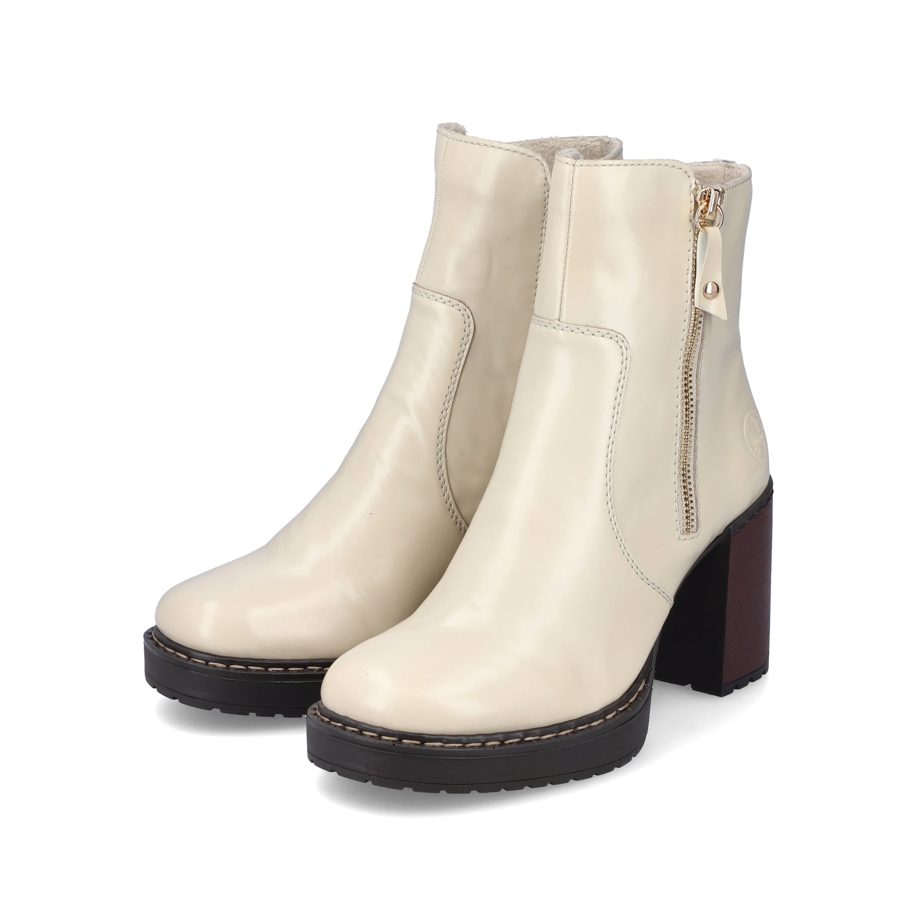 Rieker Damen Stiefeletten vanillebeige-schwarz