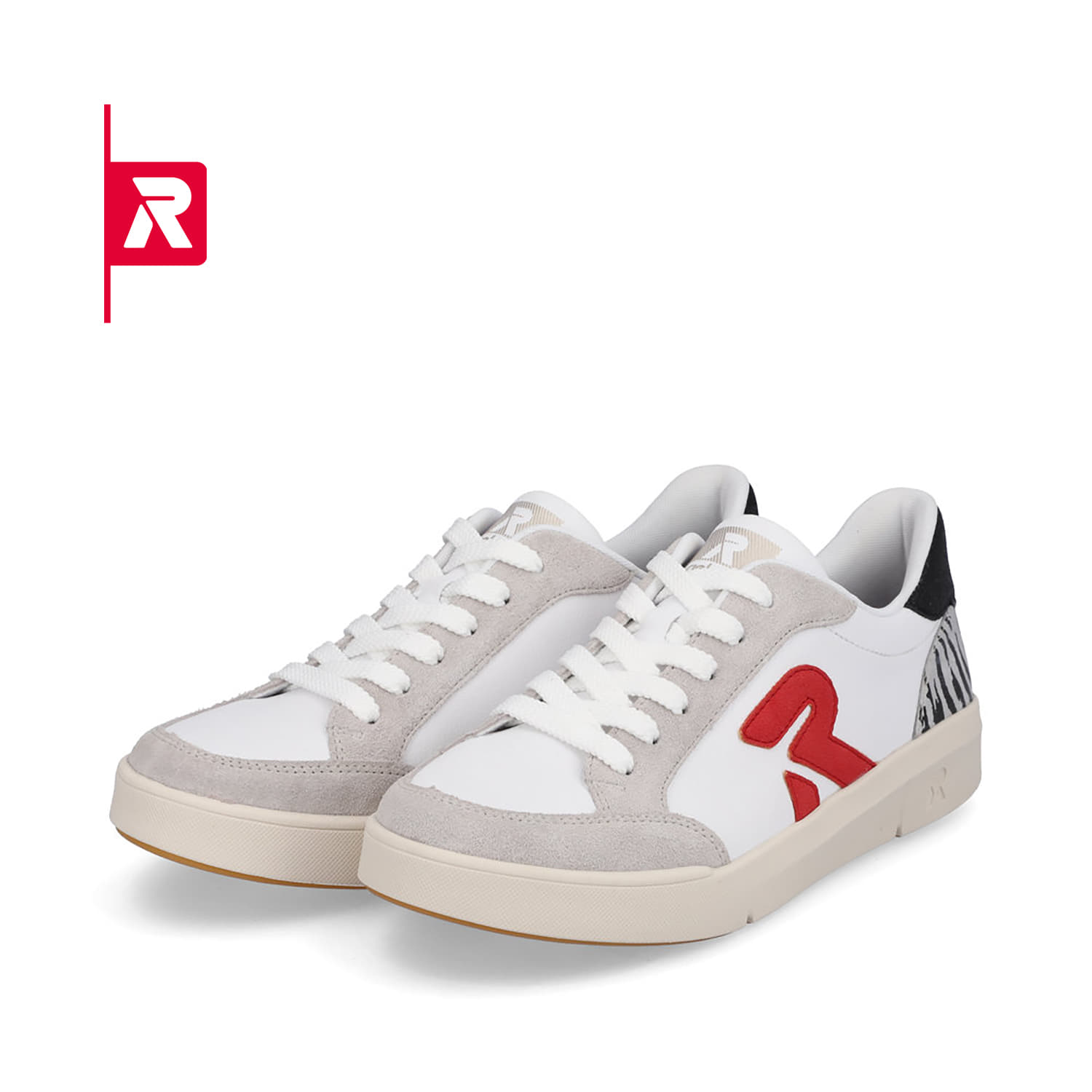 Rieker EVOLUTION Damen Sneaker swan-white arctic-grey zebra