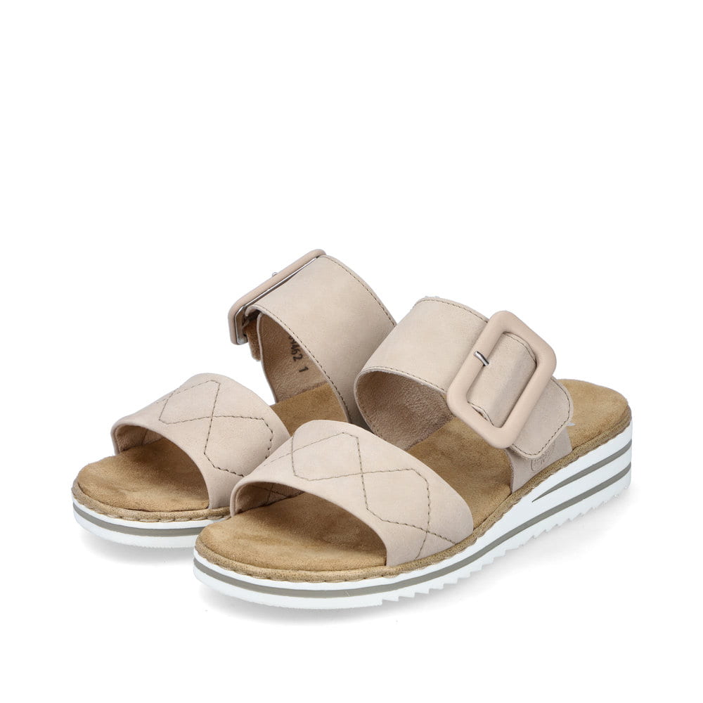 Rieker Damen Pantoletten cremebeige
