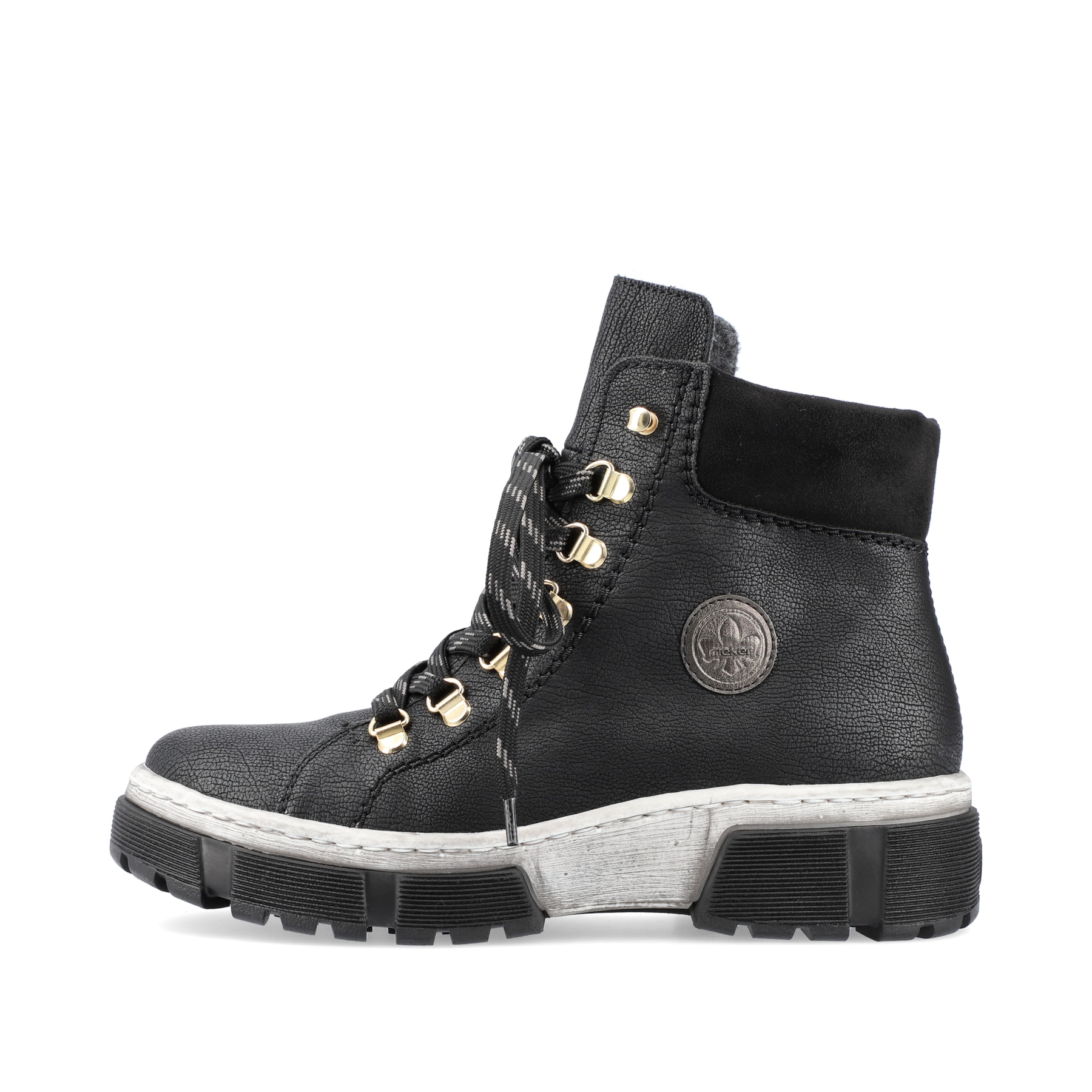Rieker Damen Schnürstiefel tiefschwarz