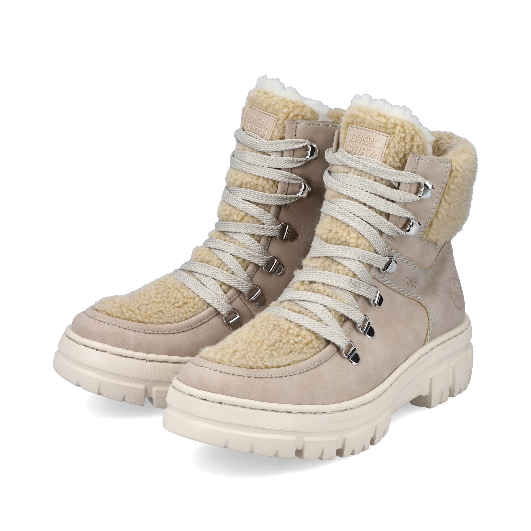 Rieker Damen Schnürstiefel sandbeige