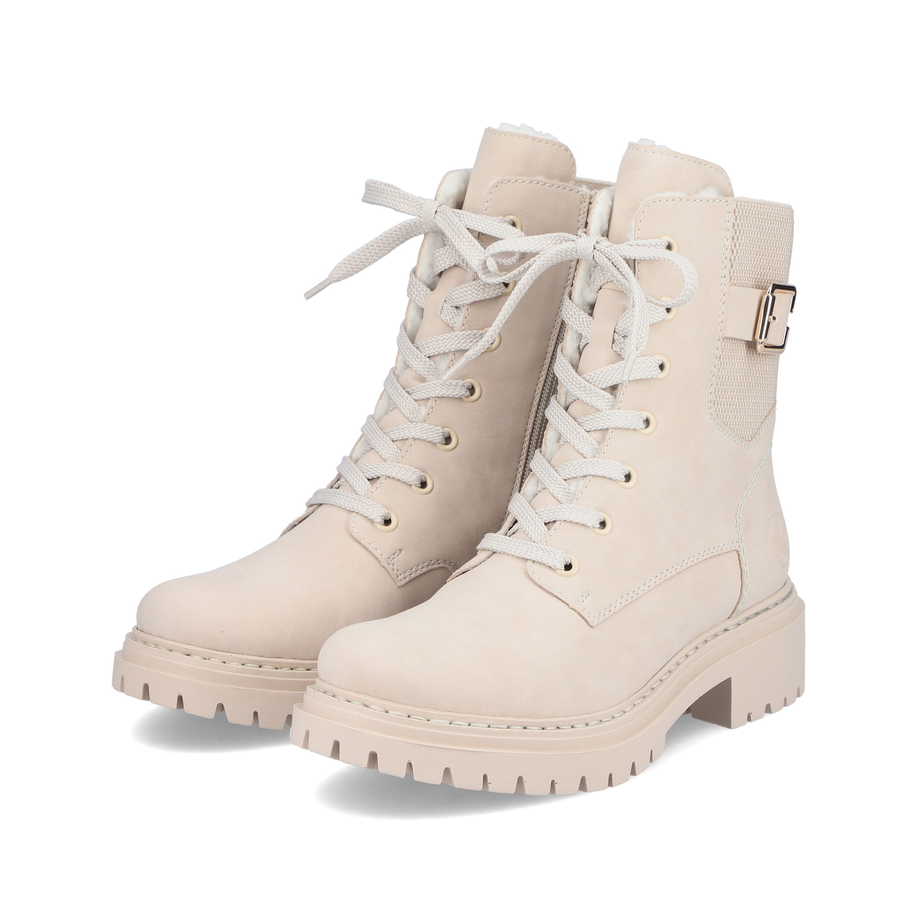 Rieker Damen Biker Boots cremebeige