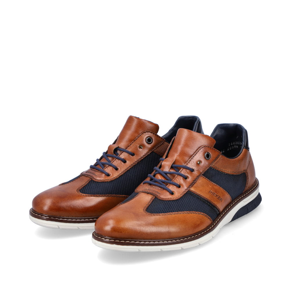 Rieker Herren Schnürschuhe zimtbraun-ozeanblau
