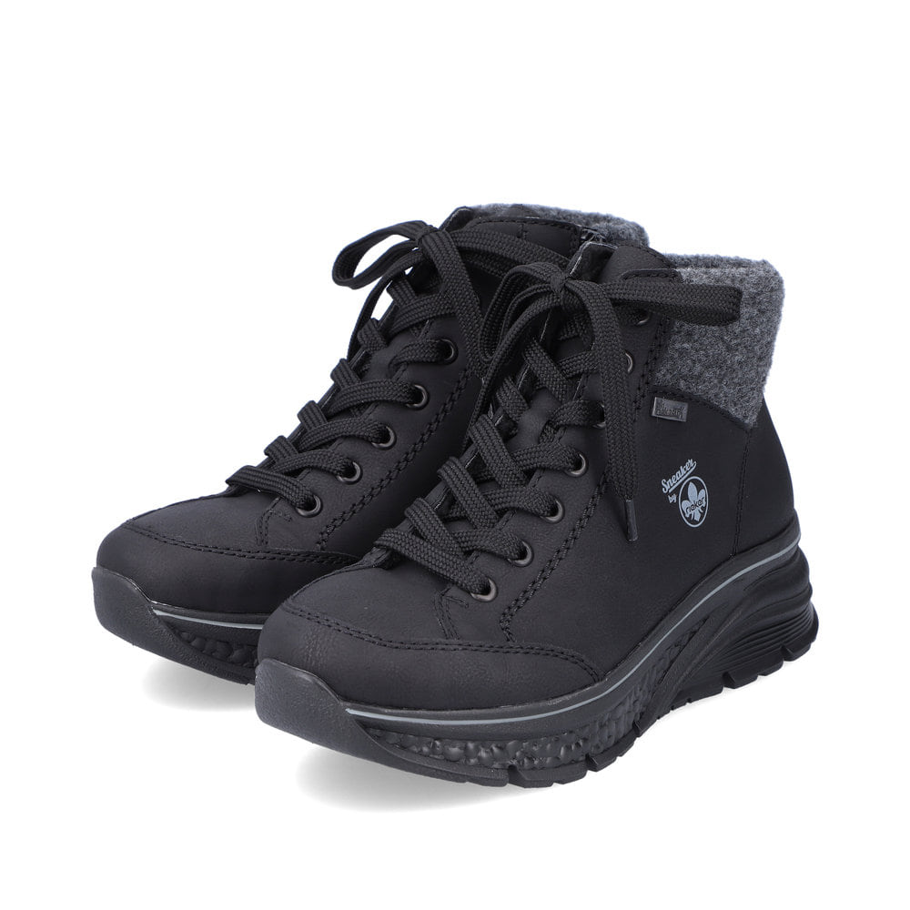 Rieker Damen Schnürstiefel tiefschwarz
