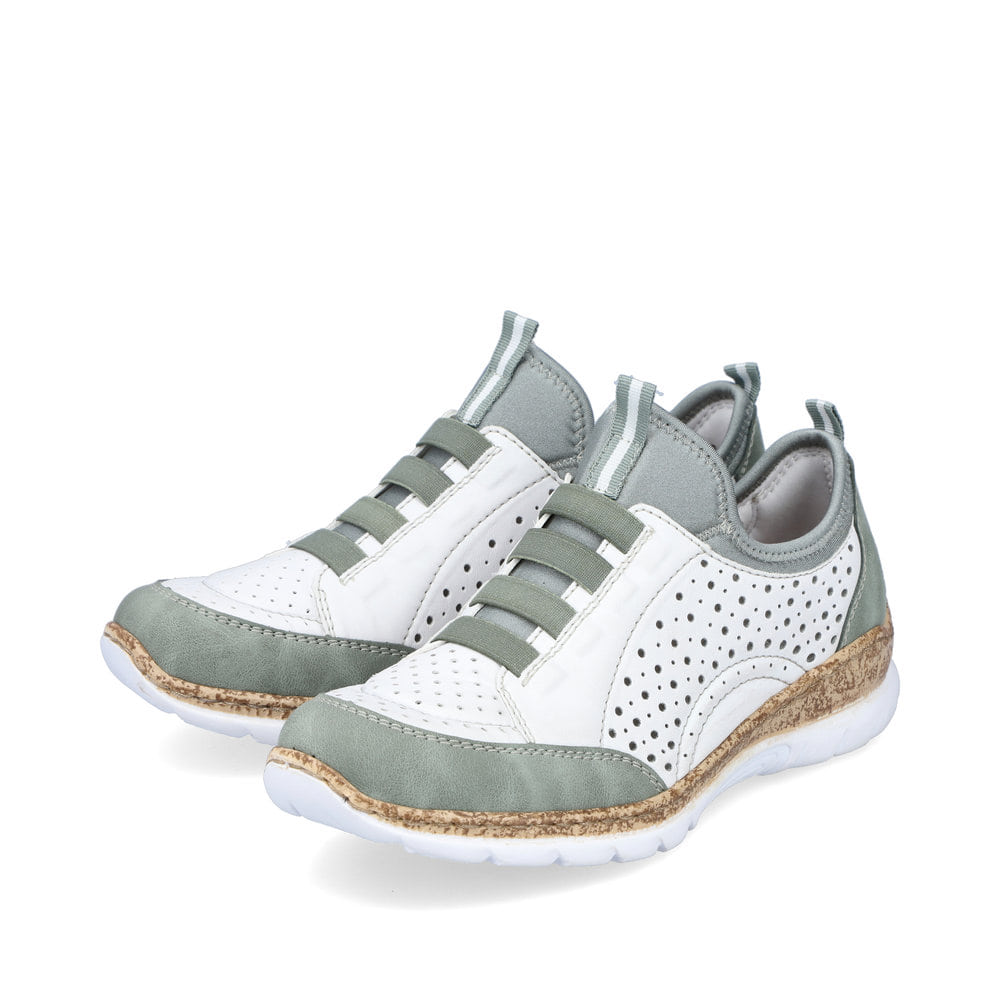Rieker Damen Slipper sternenweiß-mintgrün