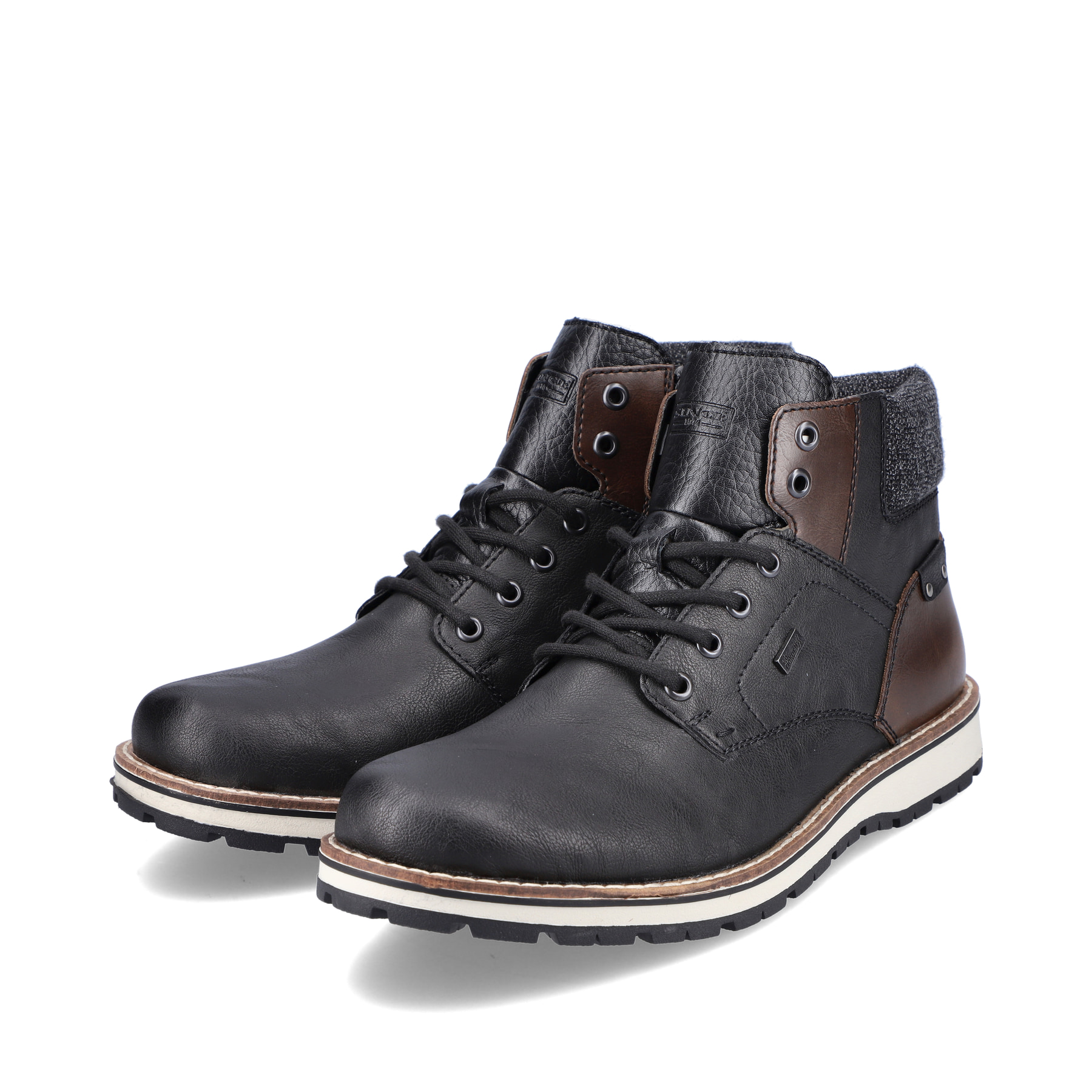 Rieker Herren Schnürstiefel schwarz-braun