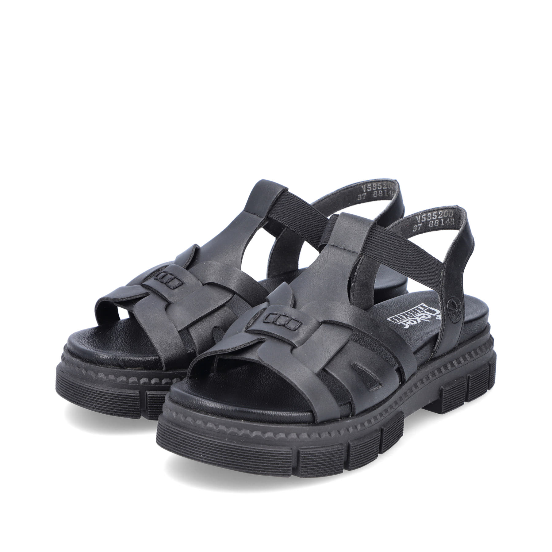 Rieker Damen Riemchensandalen asphaltschwarz