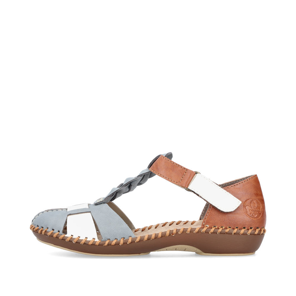 Rieker Damen Riemchensandalen himmelblau-nussbraun