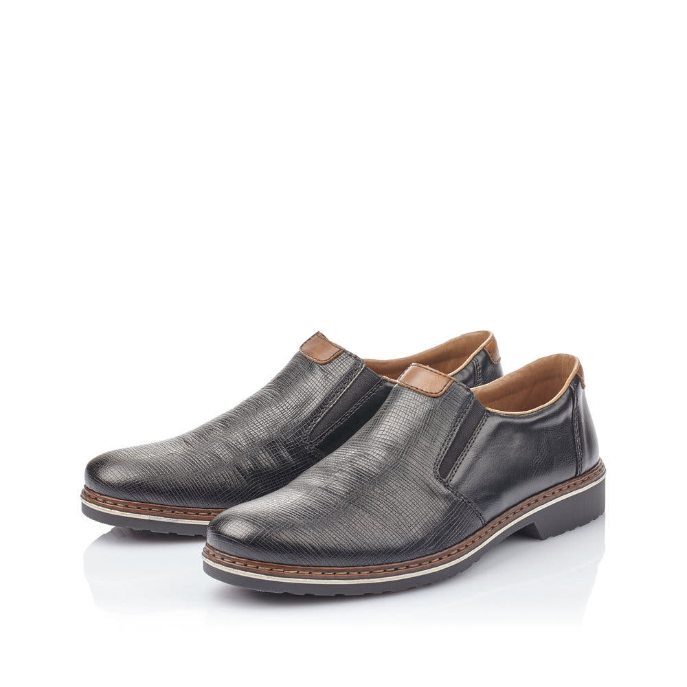 Rieker Herren Slipper glanzschwarz