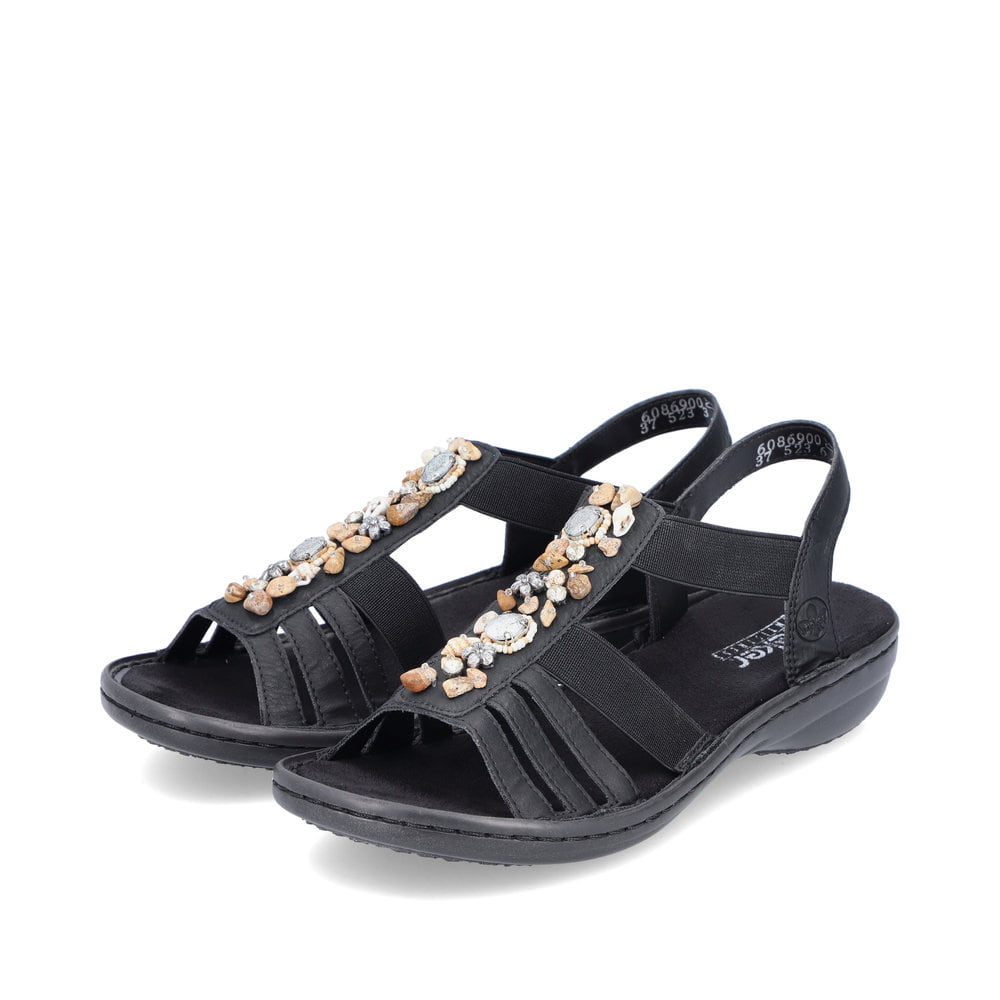 Rieker Damen Riemchensandalen asphaltschwarz