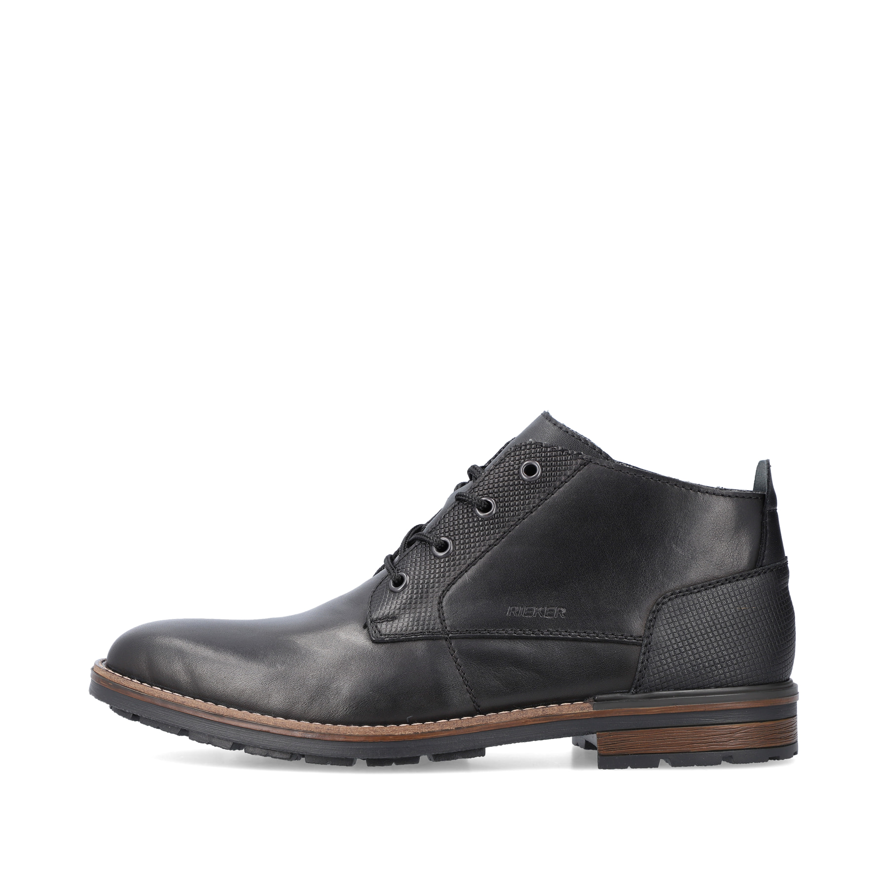 Rieker Herren Schnürstiefel glanzschwarz