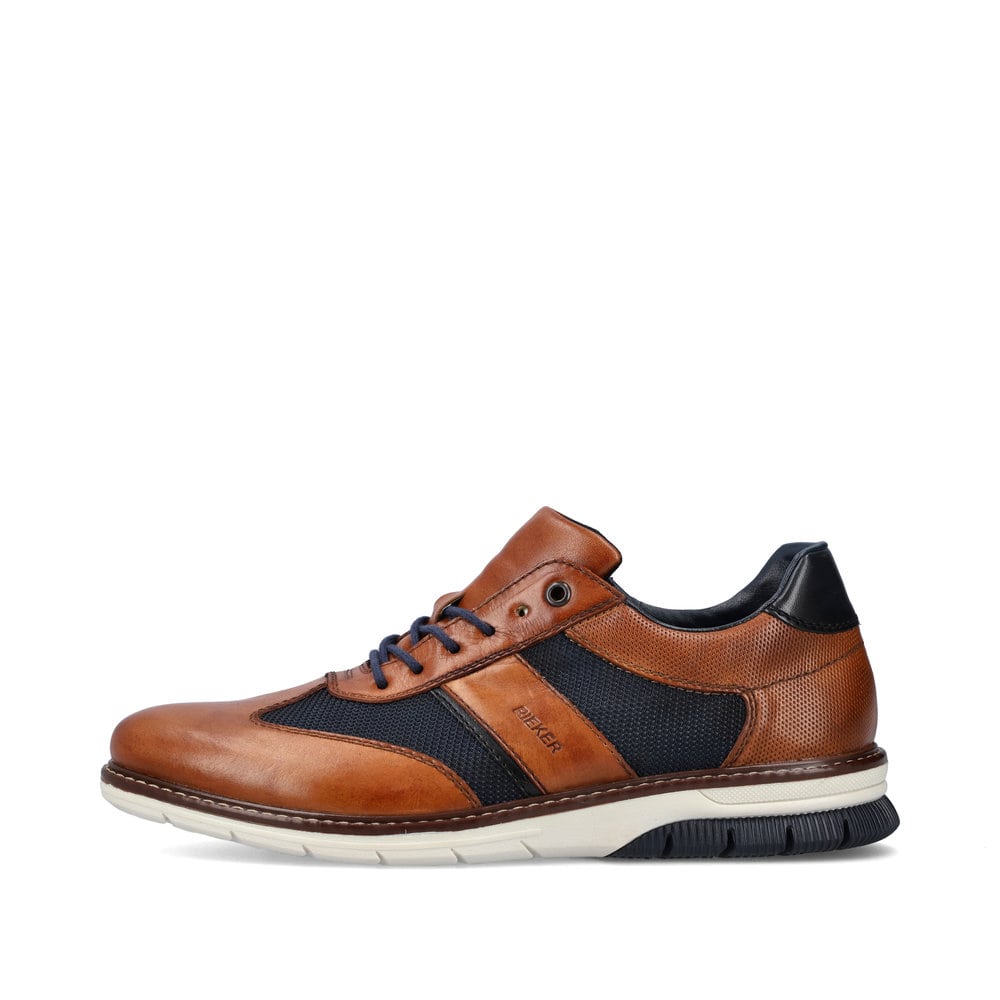 Rieker Herren Schnürschuhe zimtbraun-ozeanblau