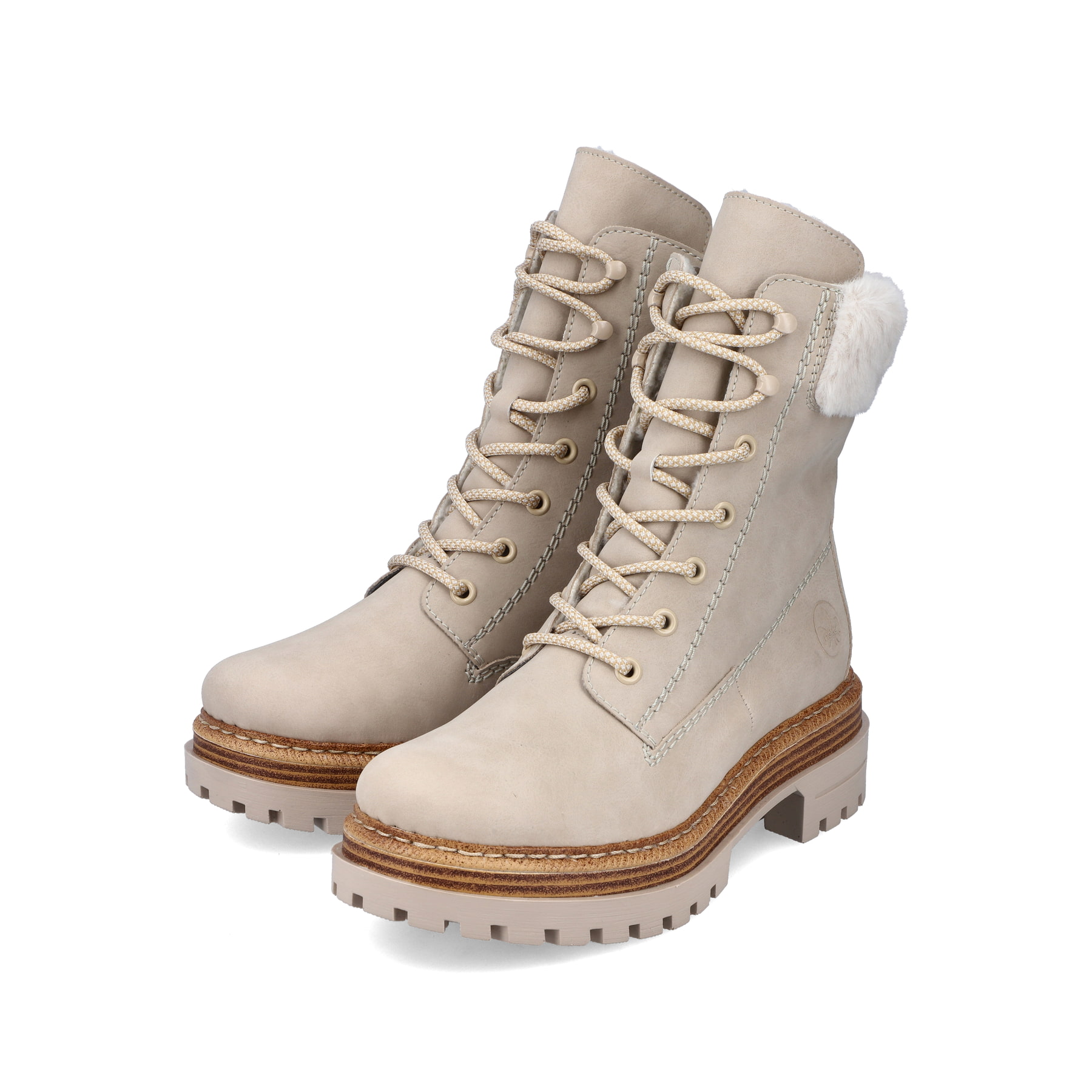Rieker Damen Schnürstiefel sandbeige