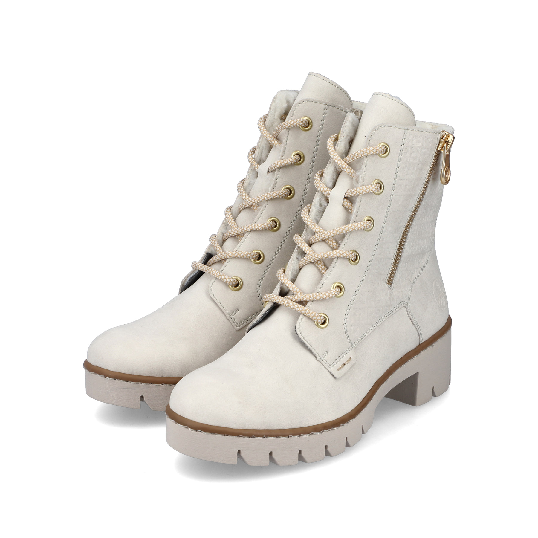 Rieker Damen Schnürstiefel cremebeige