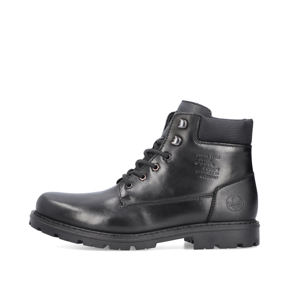 Rieker Herren Schnürstiefel glanzschwarz