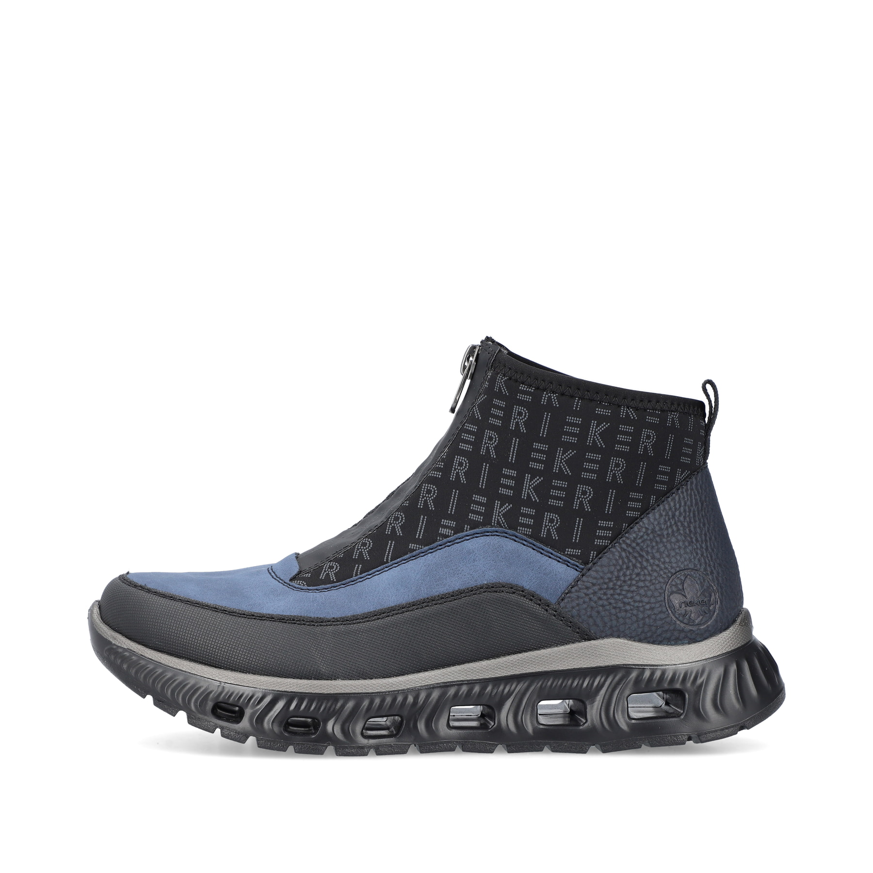 Rieker Damen Slipper asphaltschwarz-ozeanblau