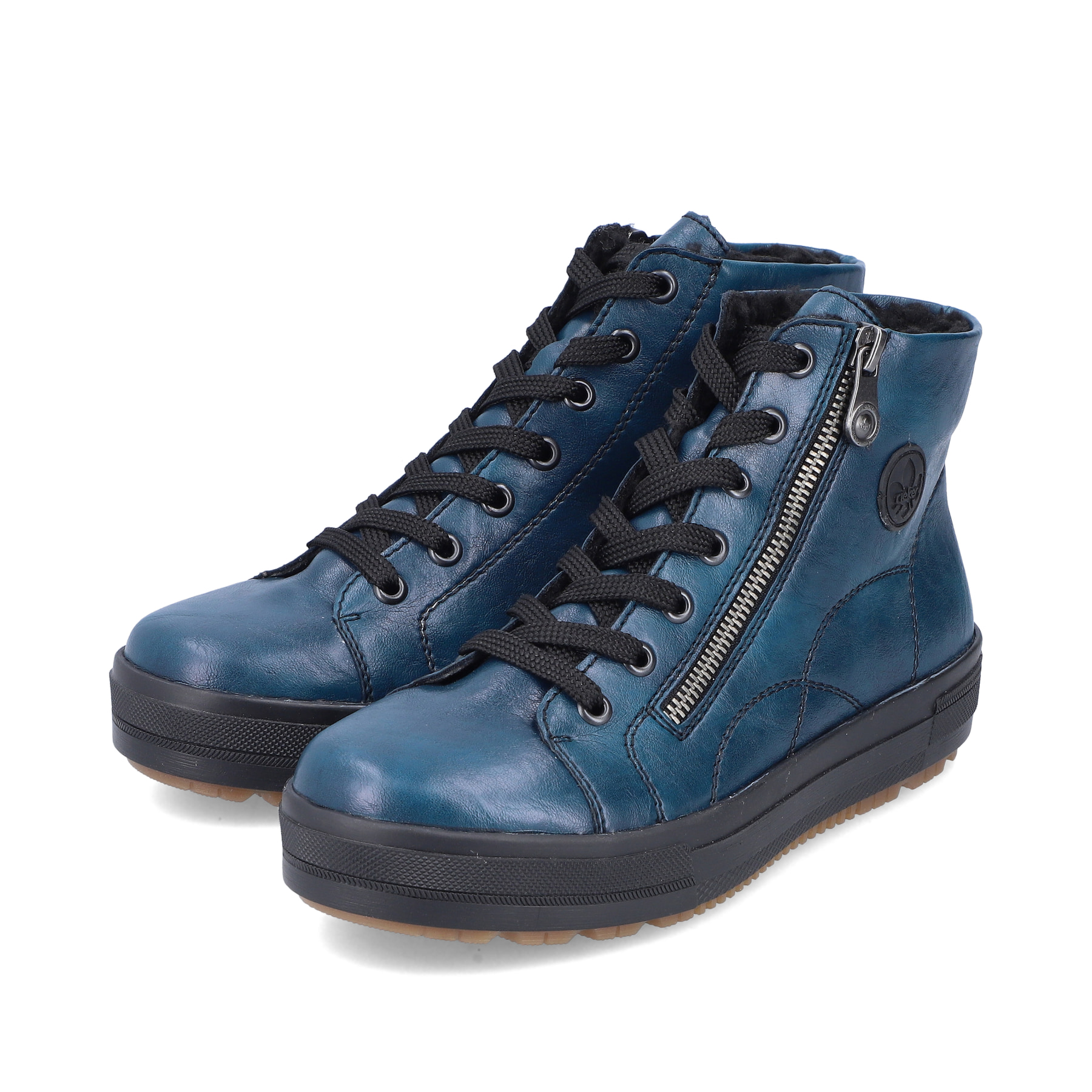 Rieker Damen Schnürstiefel petrol-schwarz