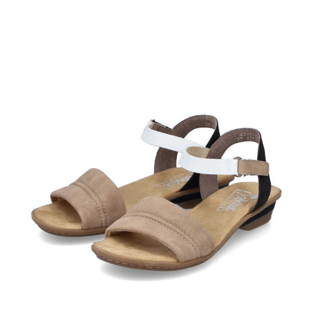Rieker Damen Riemchensandaletten sandbeige-schwarz
