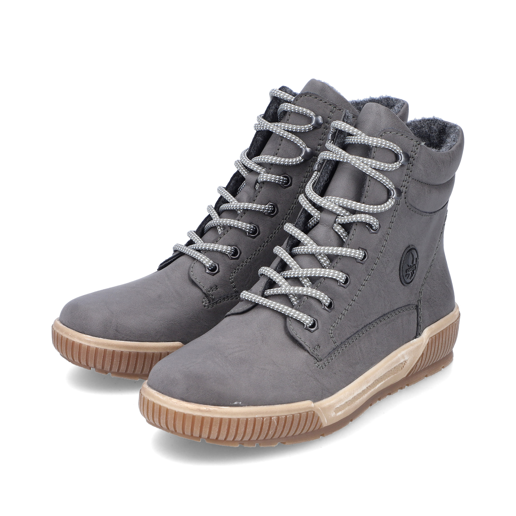 Rieker Damen Schnürstiefel mondgrau