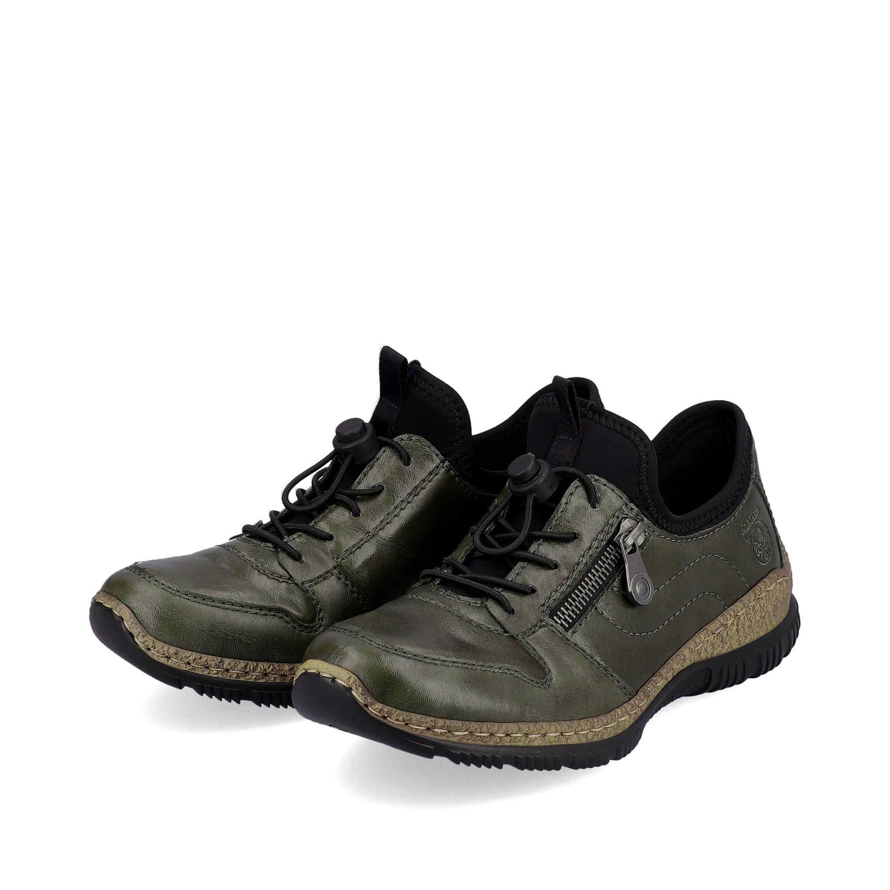 Rieker Damen Slipper graugrün-schwarz