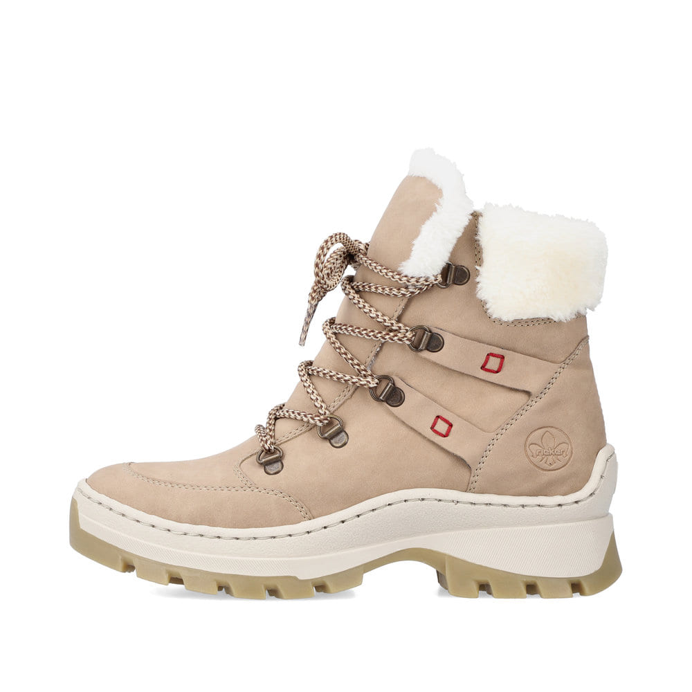 Rieker Damen Schnürstiefel cremebeige