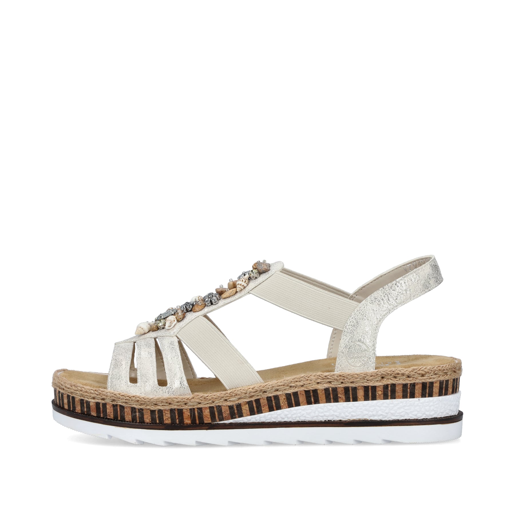 Rieker Damen Keilsandaletten beige-metallic