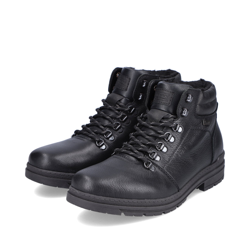 Rieker Herren Schnürstiefel glanzschwarz