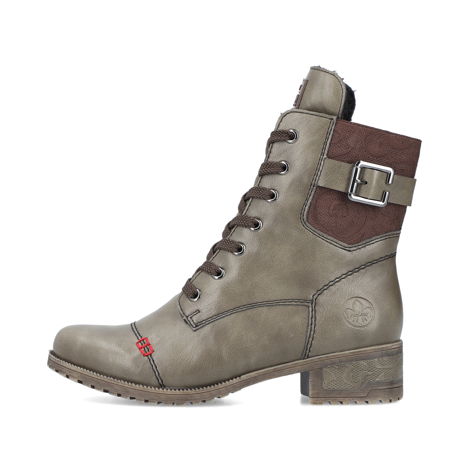 Rieker Damen Schnürstiefel armeegrün