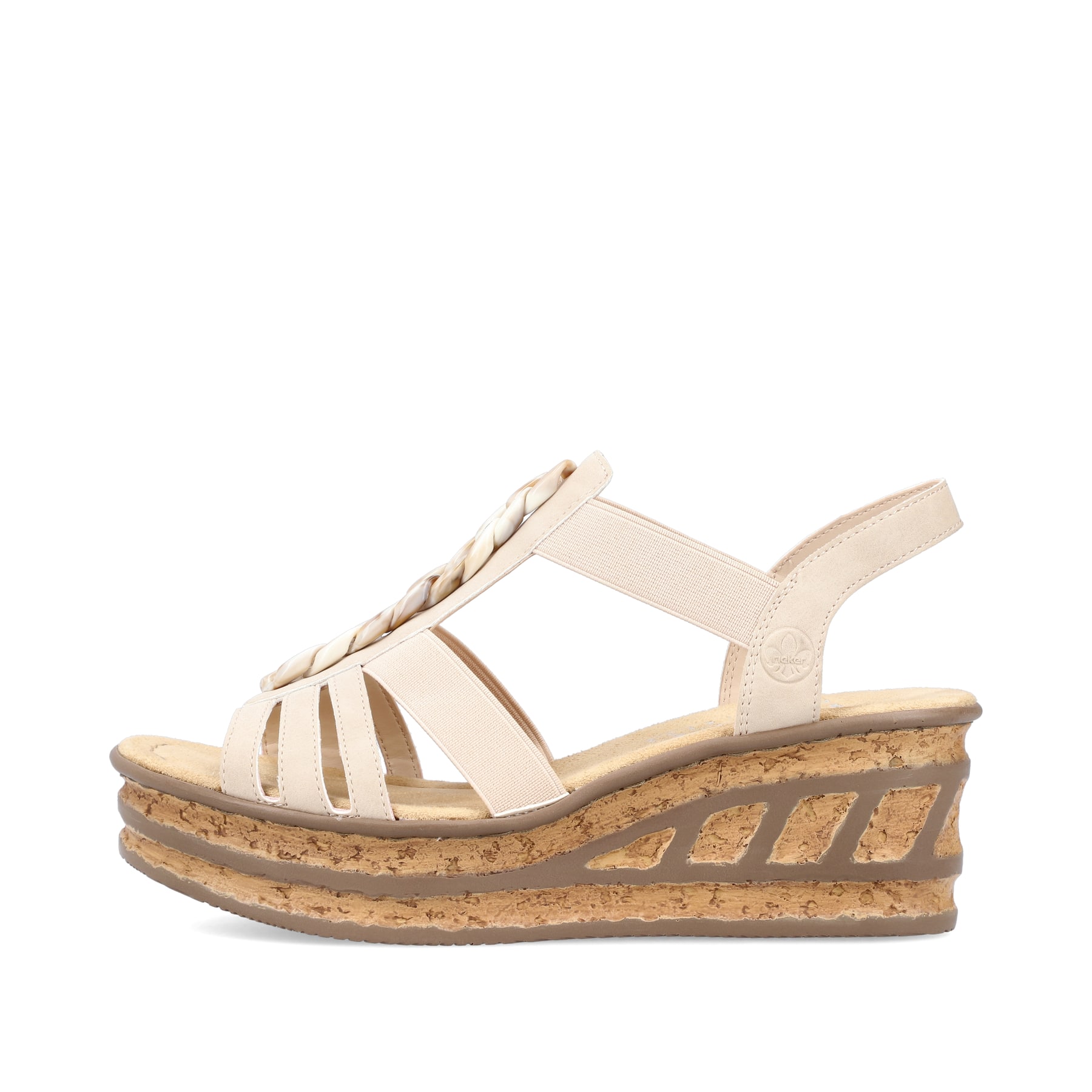 Rieker Damen Keilsandaletten cremebeige