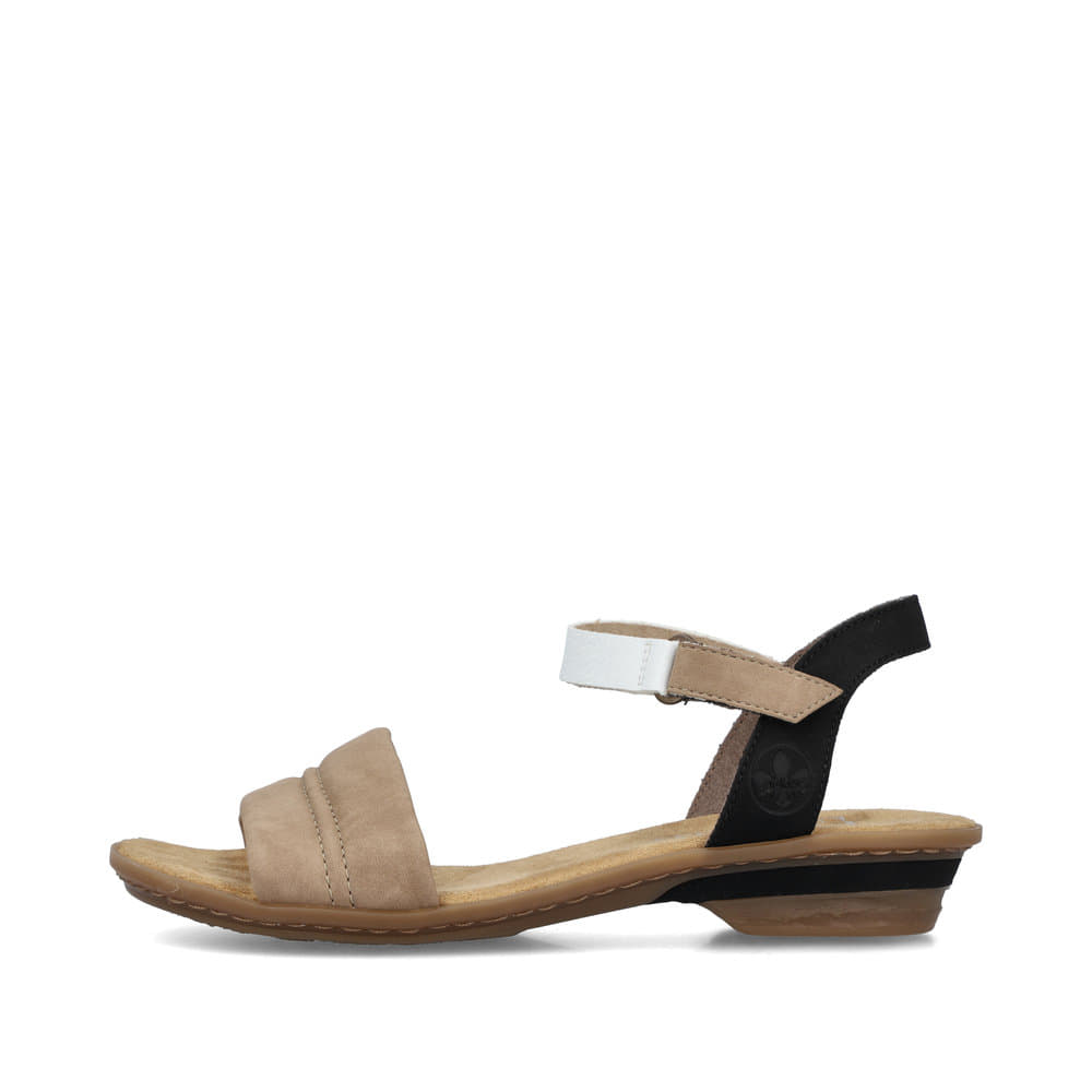 Rieker Damen Riemchensandaletten sandbeige-schwarz