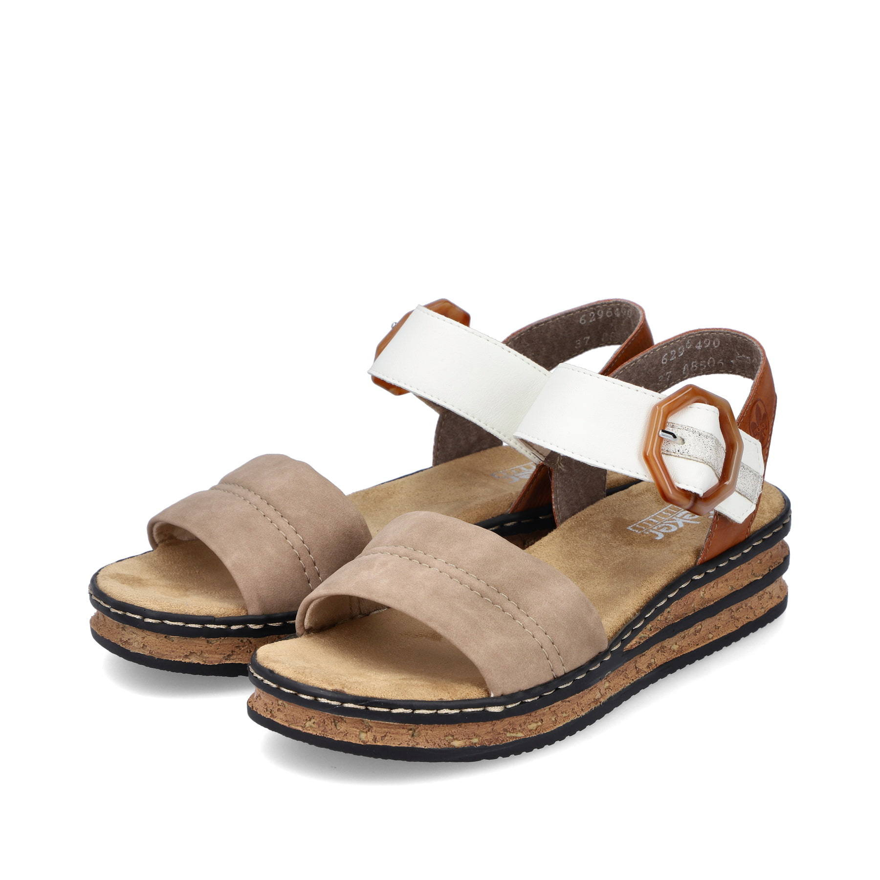 Rieker Damen Keilsandaletten braunbeige-schwarz