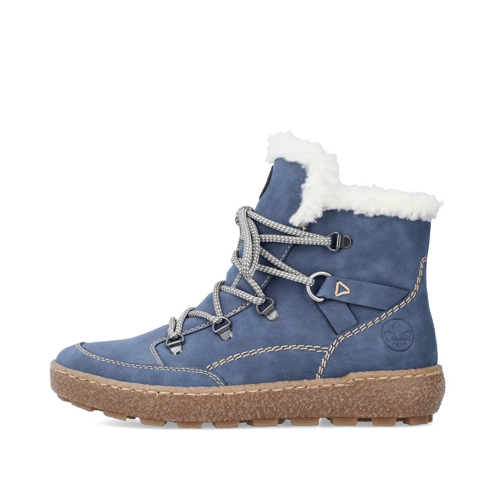 Rieker Damen Schnürstiefel himmelblau