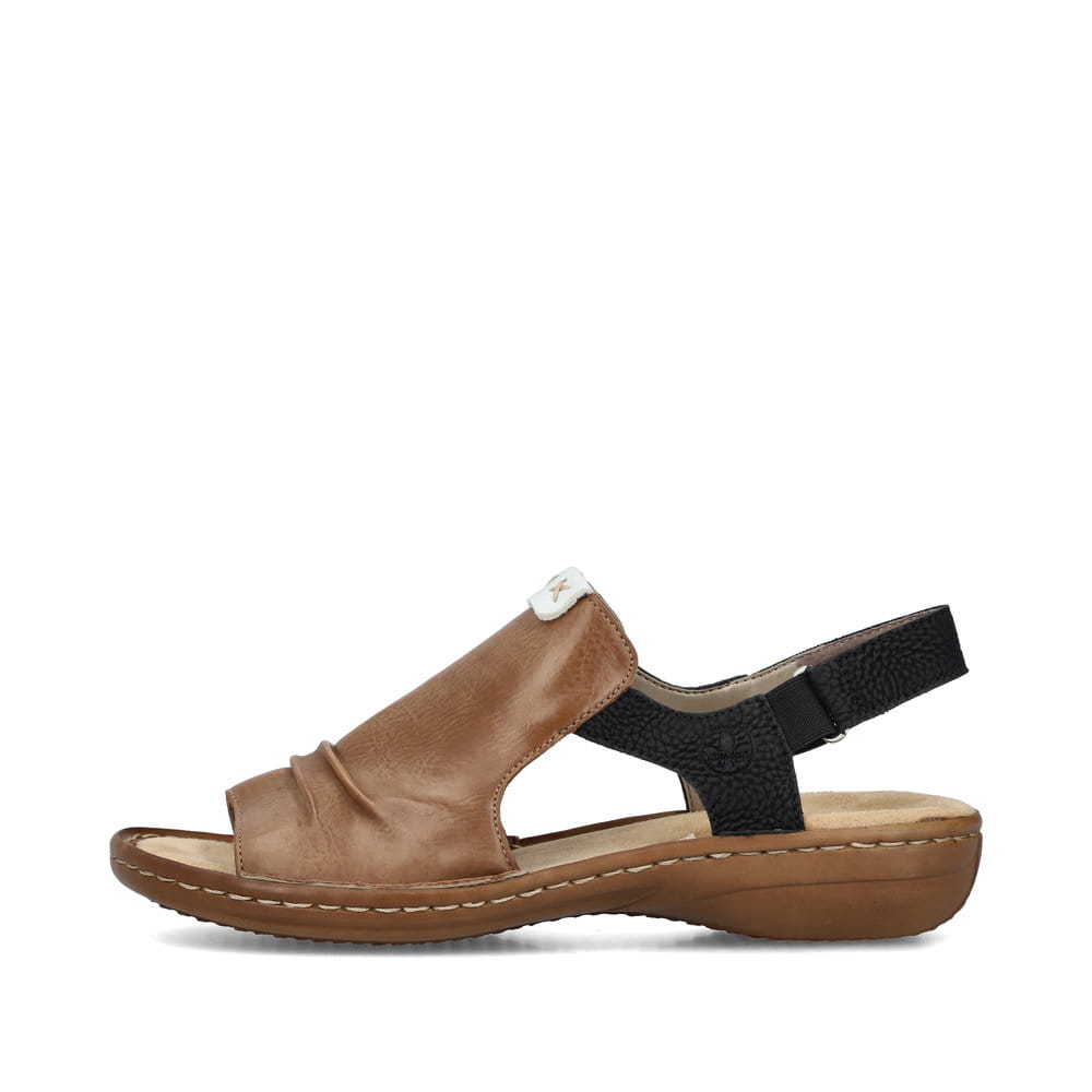 Rieker Damen Riemchensandalen nussbraun-tiefschwarz