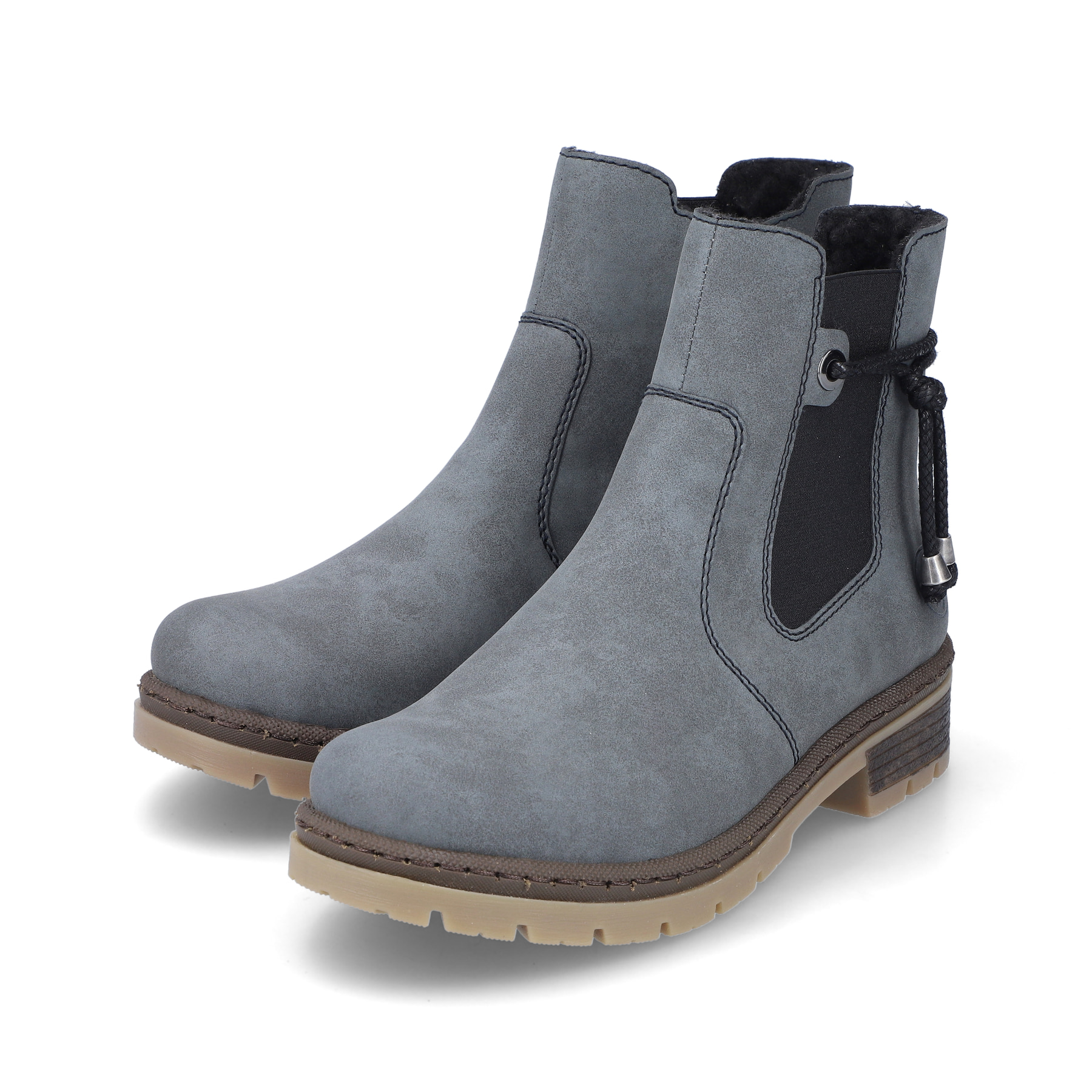 Rieker Damen Chelsea Boots graublau-schwarz