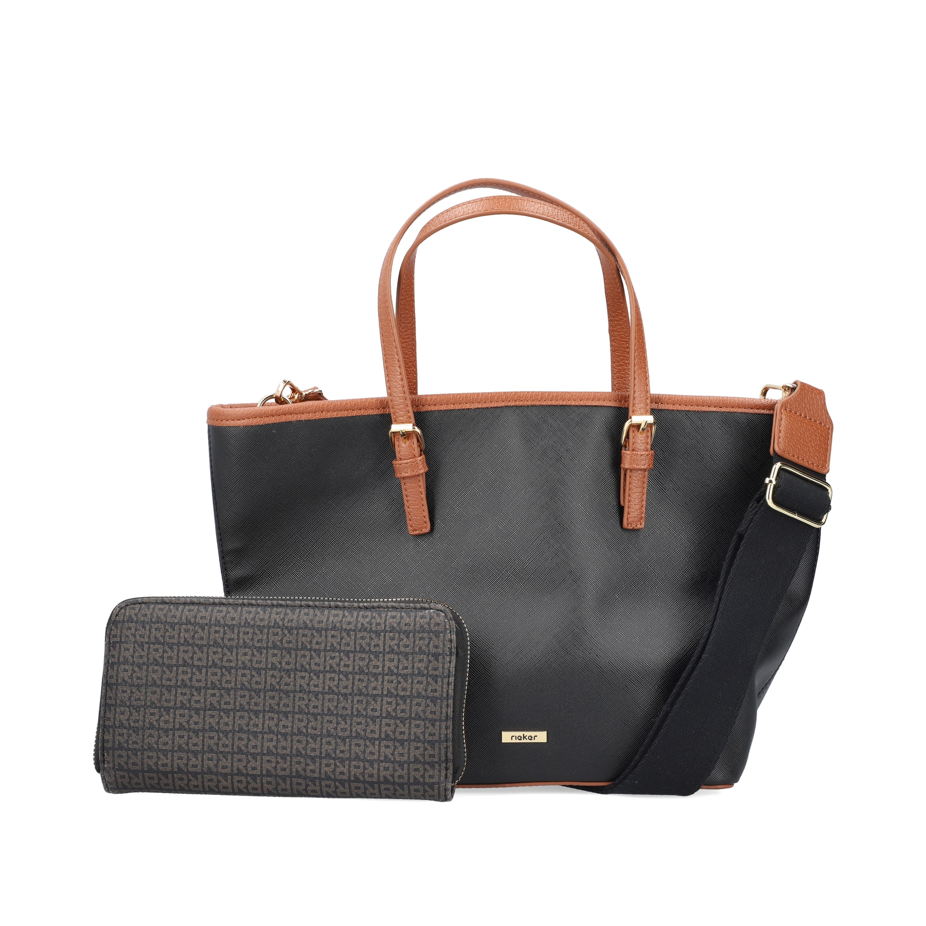 Rieker Damen Shopper stahlschwarz-nougatbraun